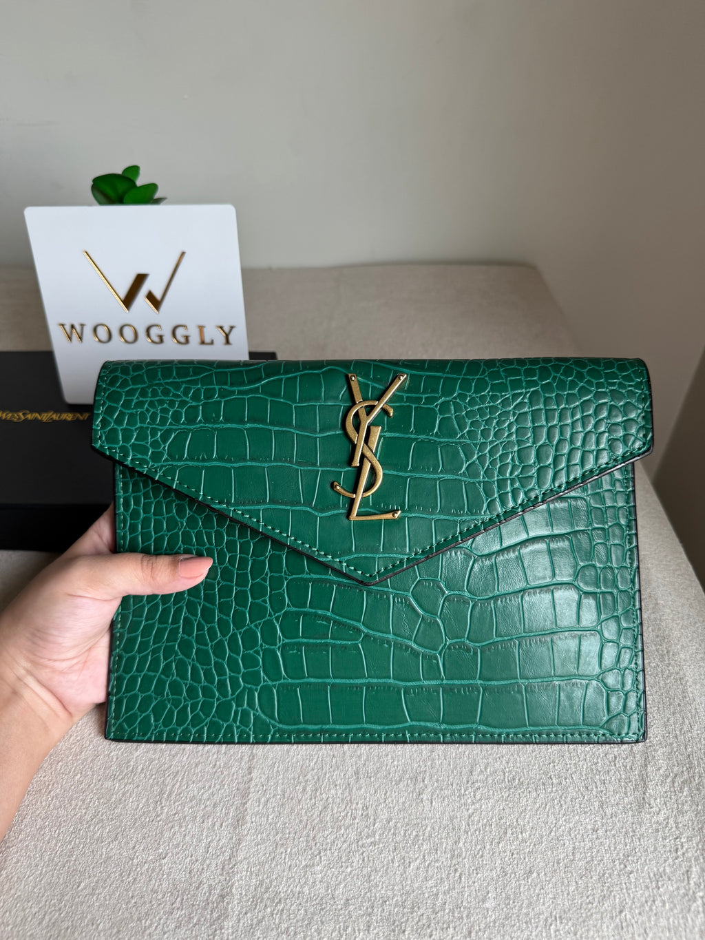 Premium Quality YSL Pouch with Box Packing - Green