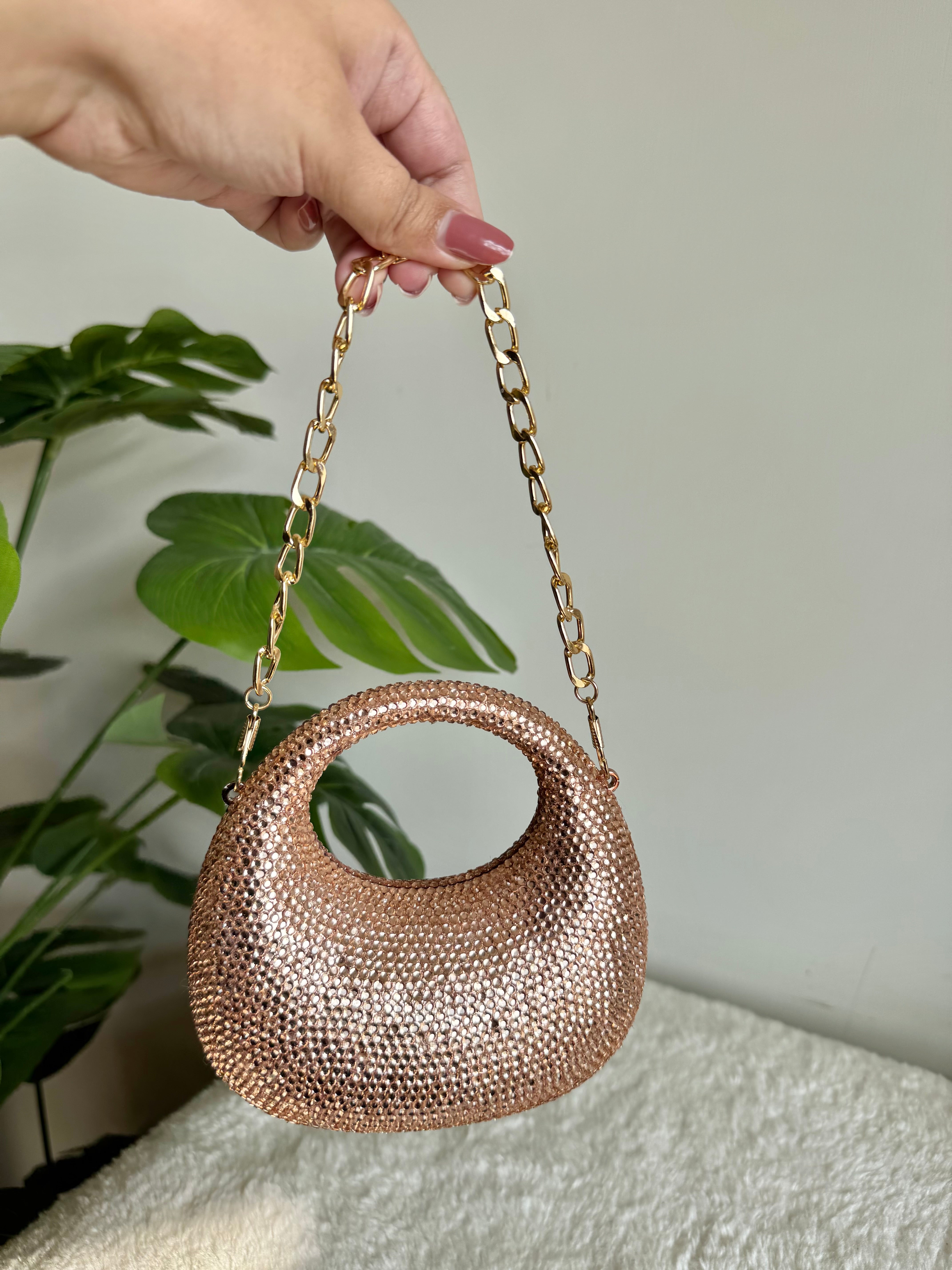 Viral Swarovski Metallic Clutch - Mini Rose Gold