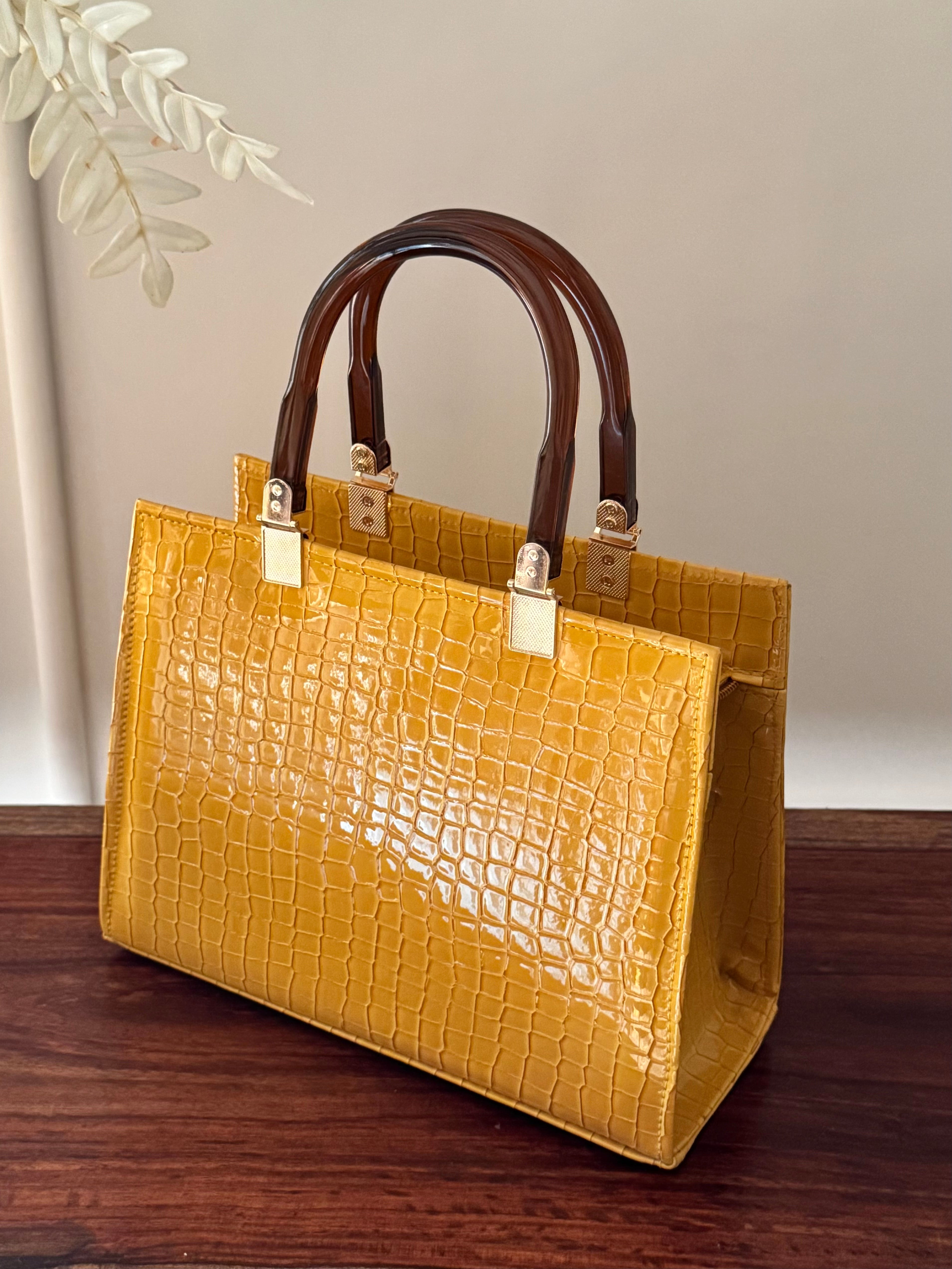 Dune Hand Bag with Long Strap - Mustard
