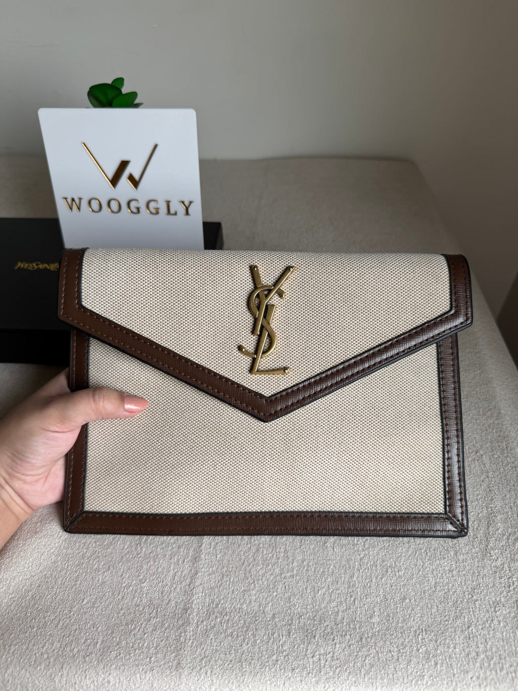 Premium Quality YSL Pouch with Box Packing - Statement Brown
