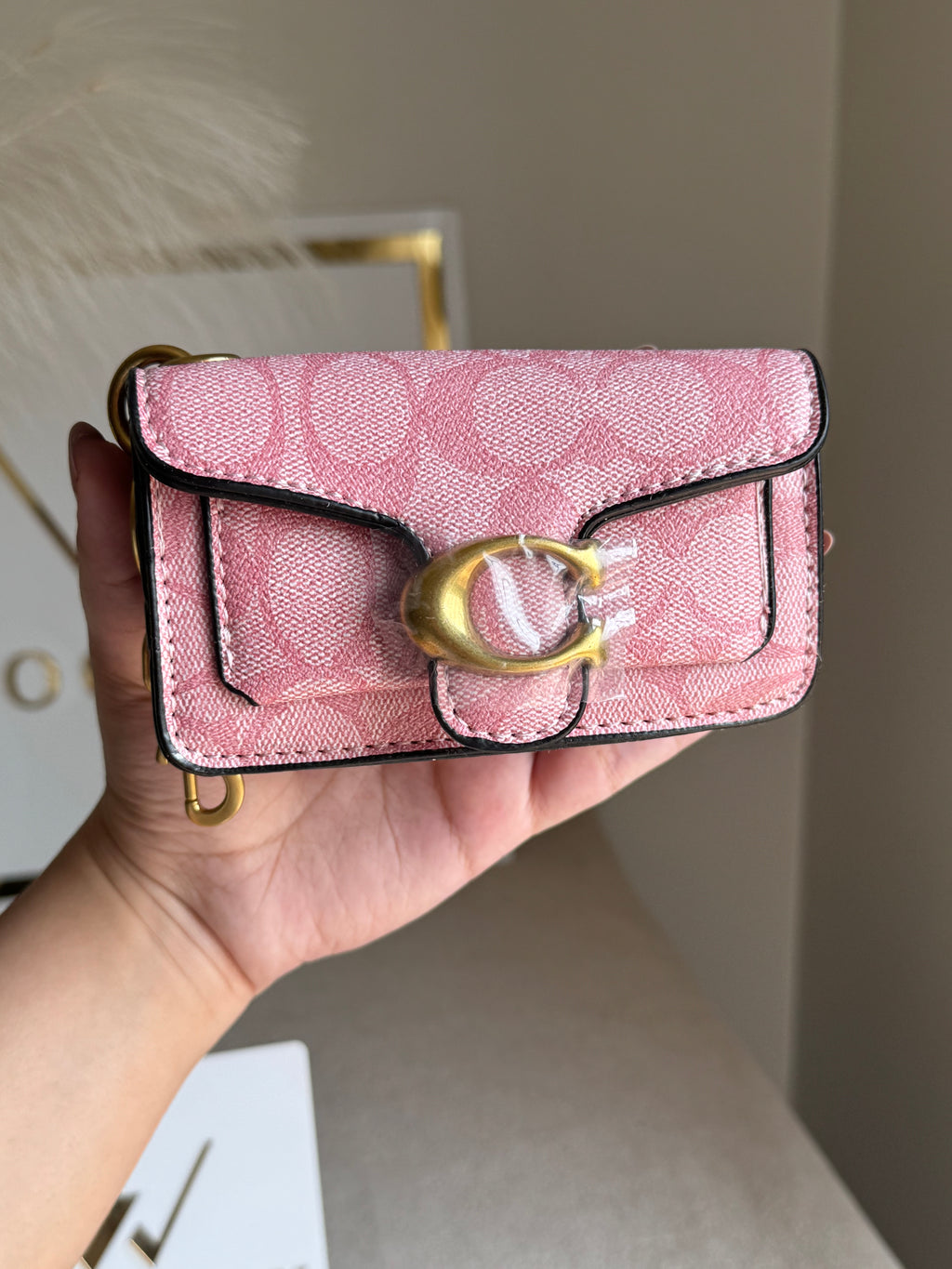 Coach Tabby Mini Bag Charm Signature Pink