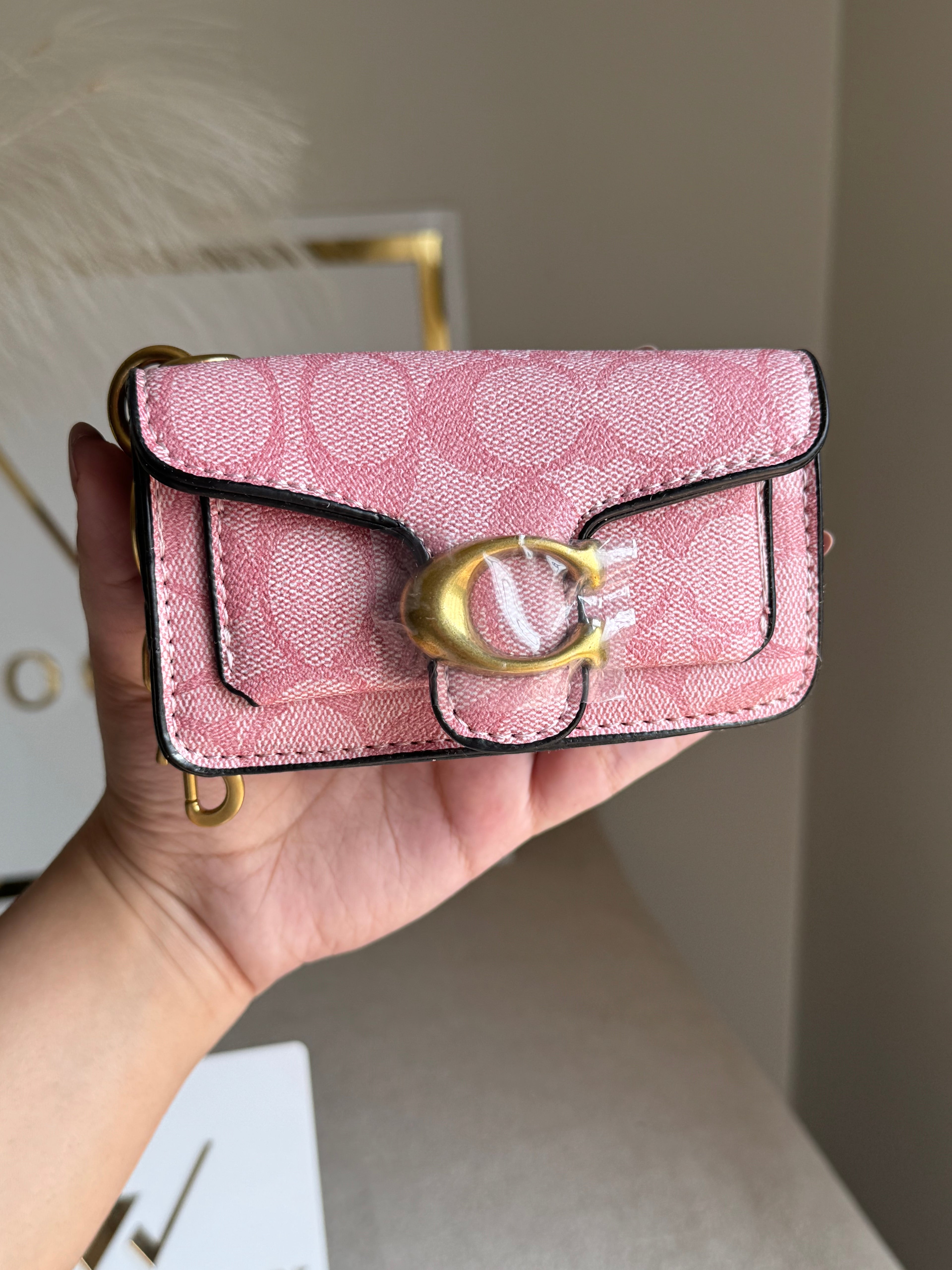Coach Tabby Mini Bag Charm Signature Pink