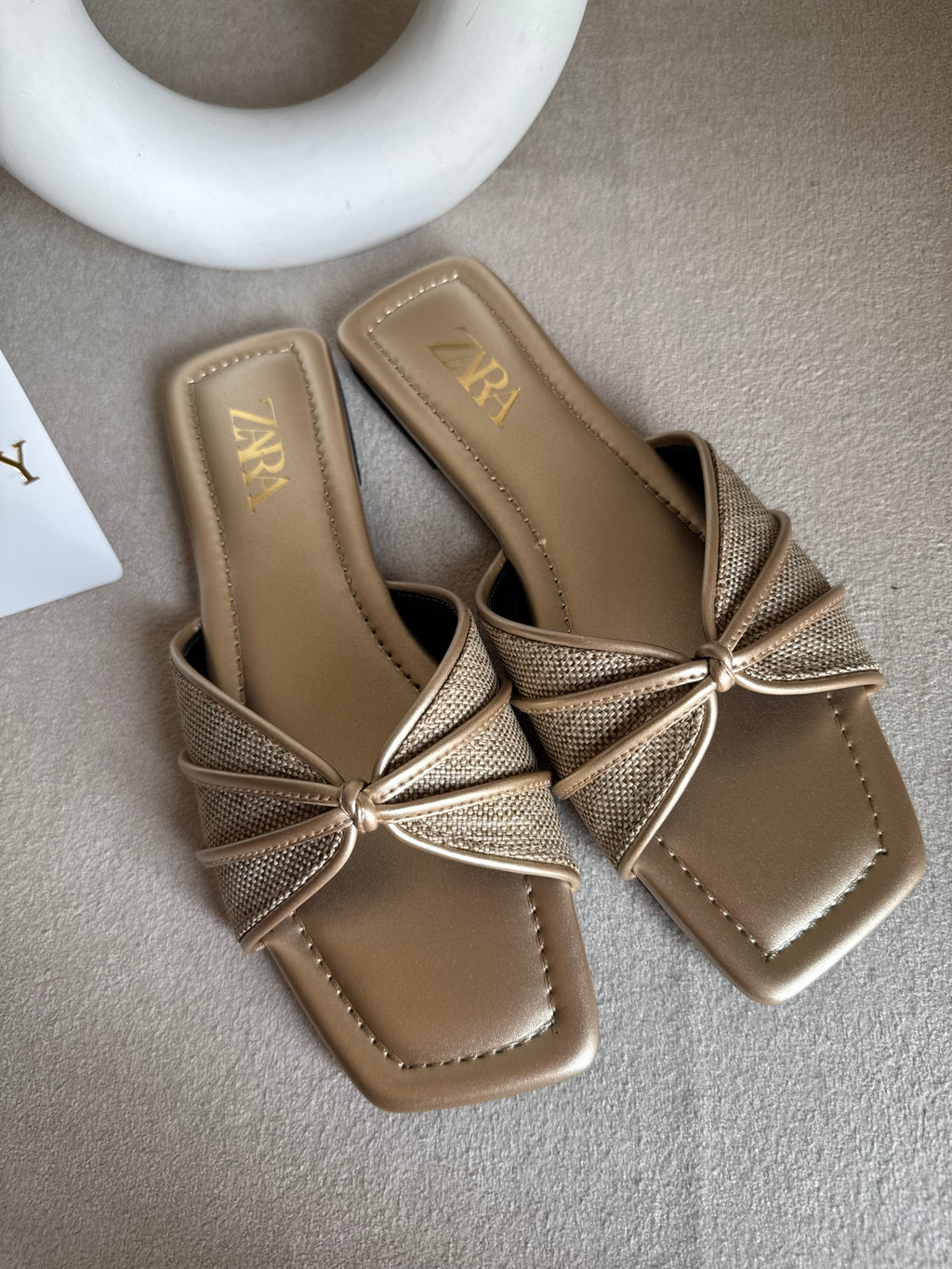 Zara Knot Slides Fawn