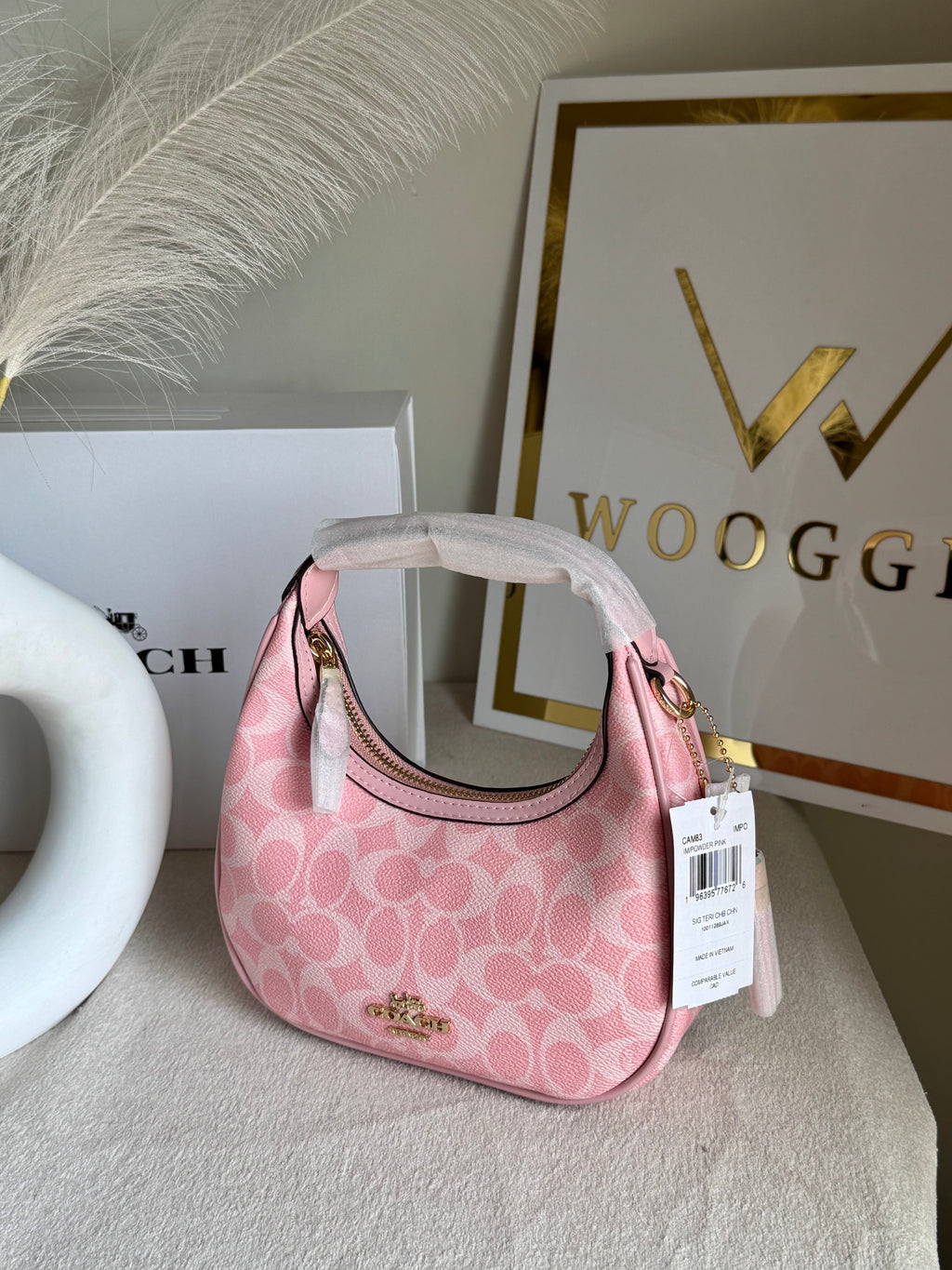 COACH Powder Pink Pretty Bag with Long Strap - BOX PACKING