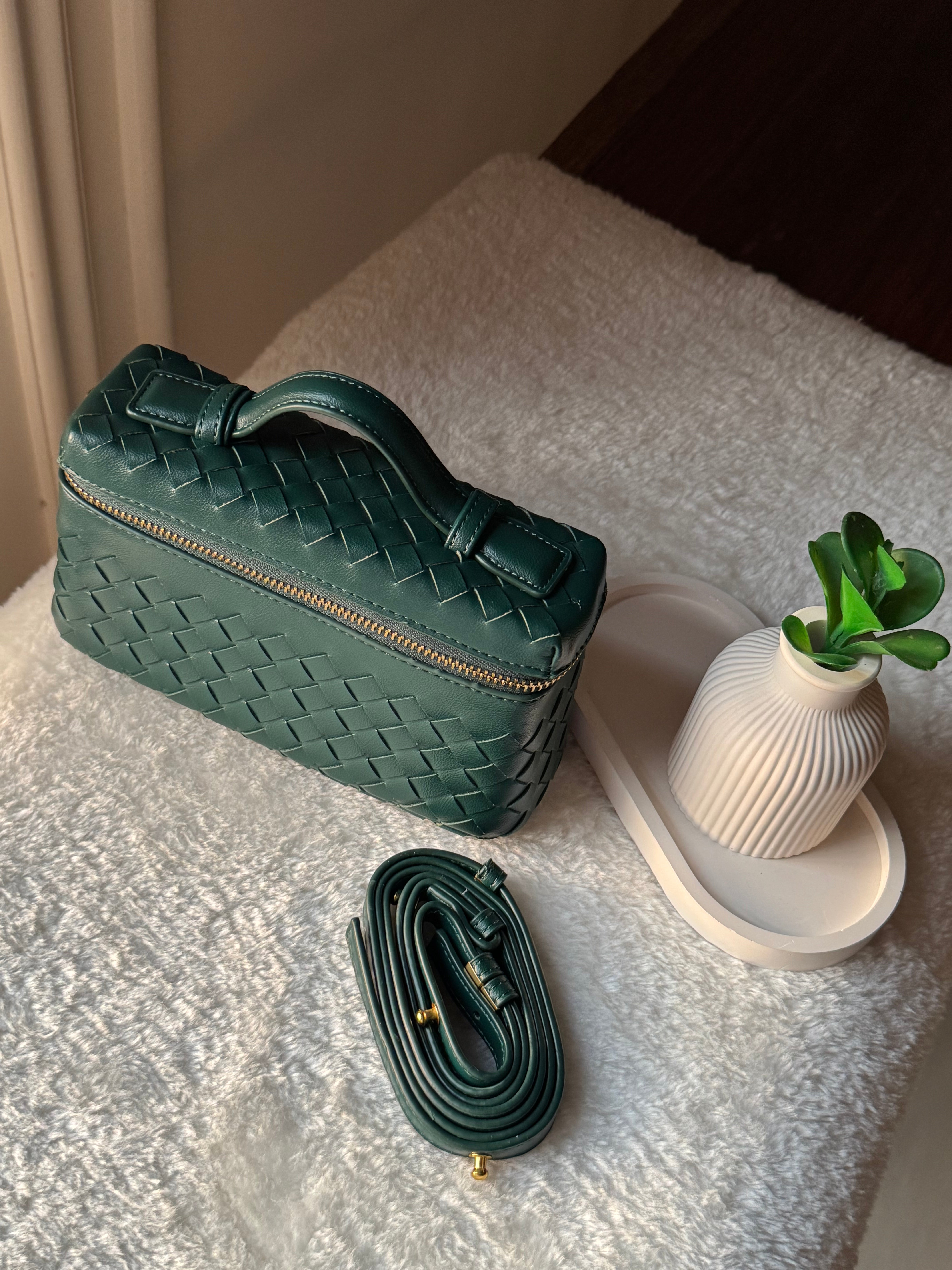JW Pie Woven Bag with Long Strap (Emerald Green)