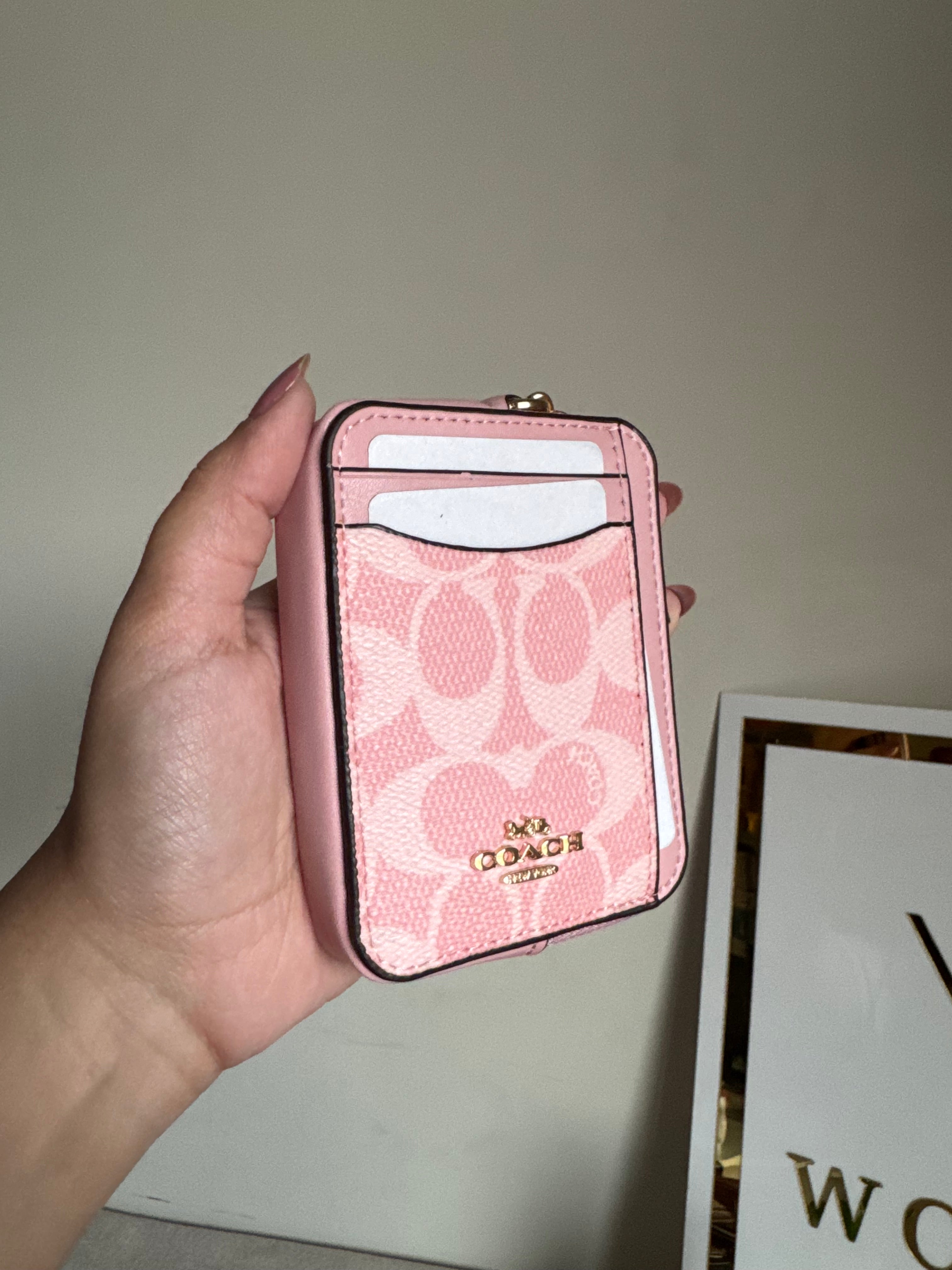 Coach Zip Card Case - Baby Pink