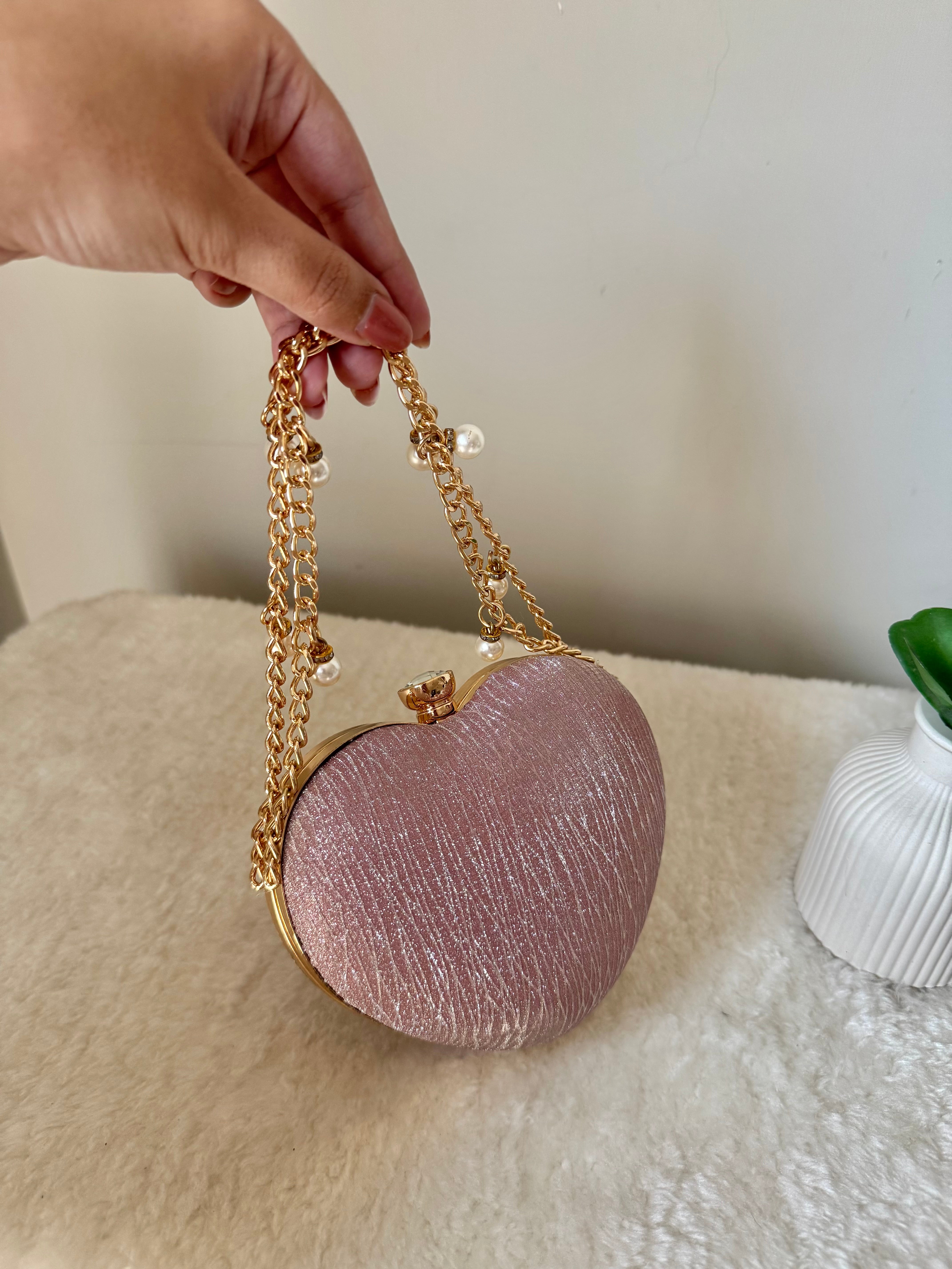 Bling Heart Clutch - Pink