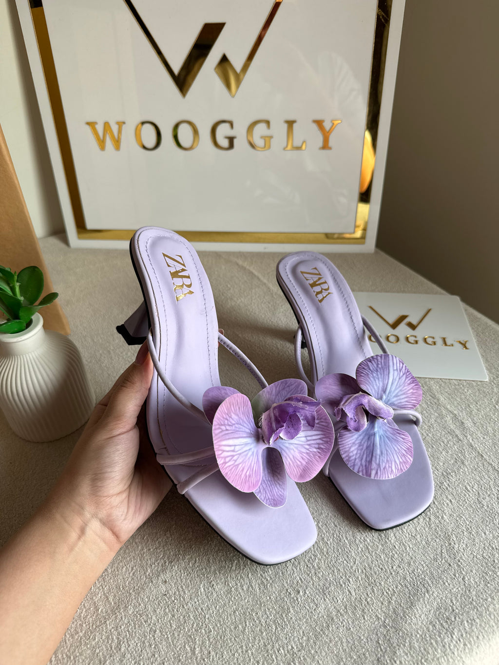 Zara Flower Heels LILAC - with Brand Box