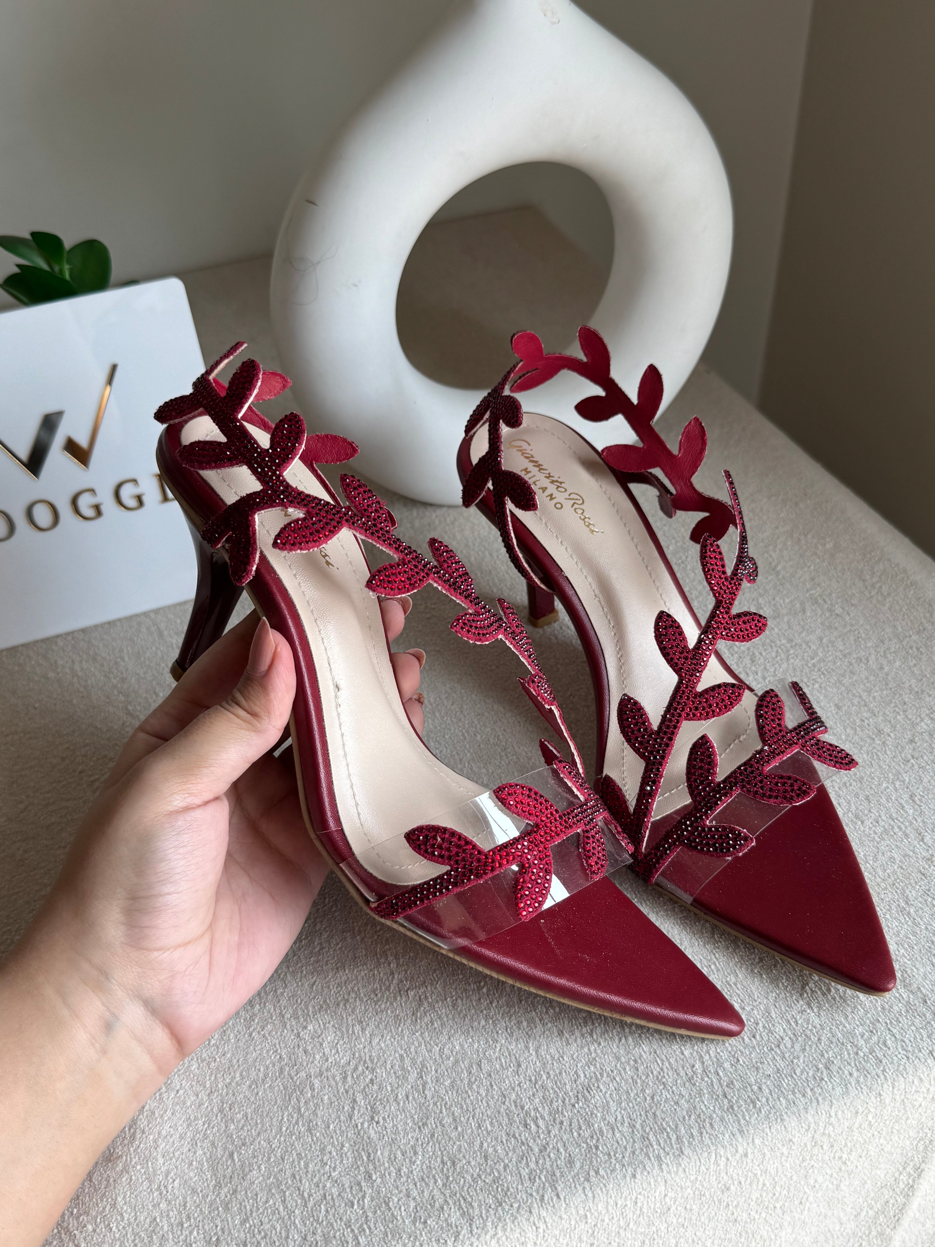 Gianvitto Rossi Heels Glitter Maroon