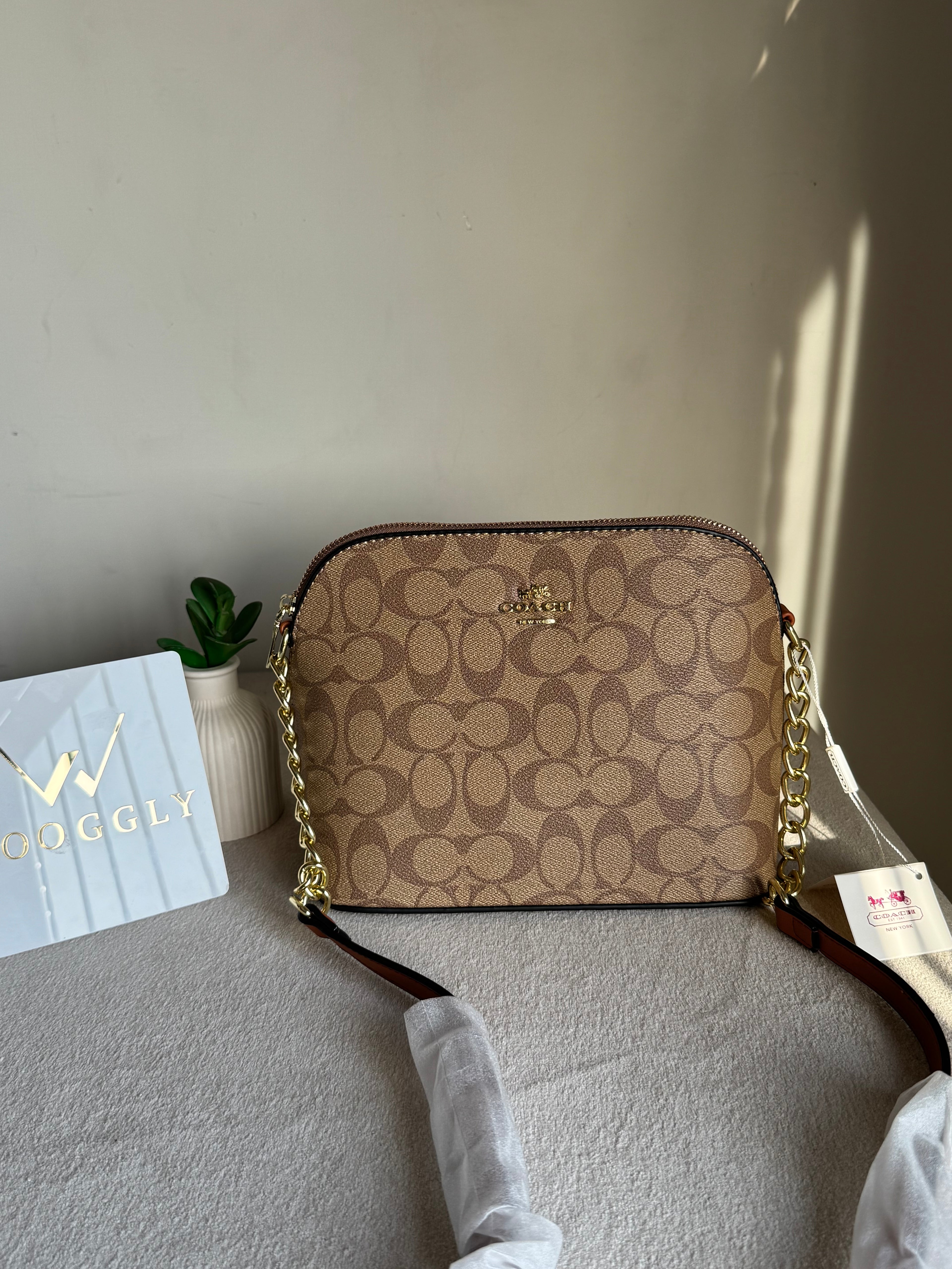 COACH Premium Crossbody Bag - Apricot Brown