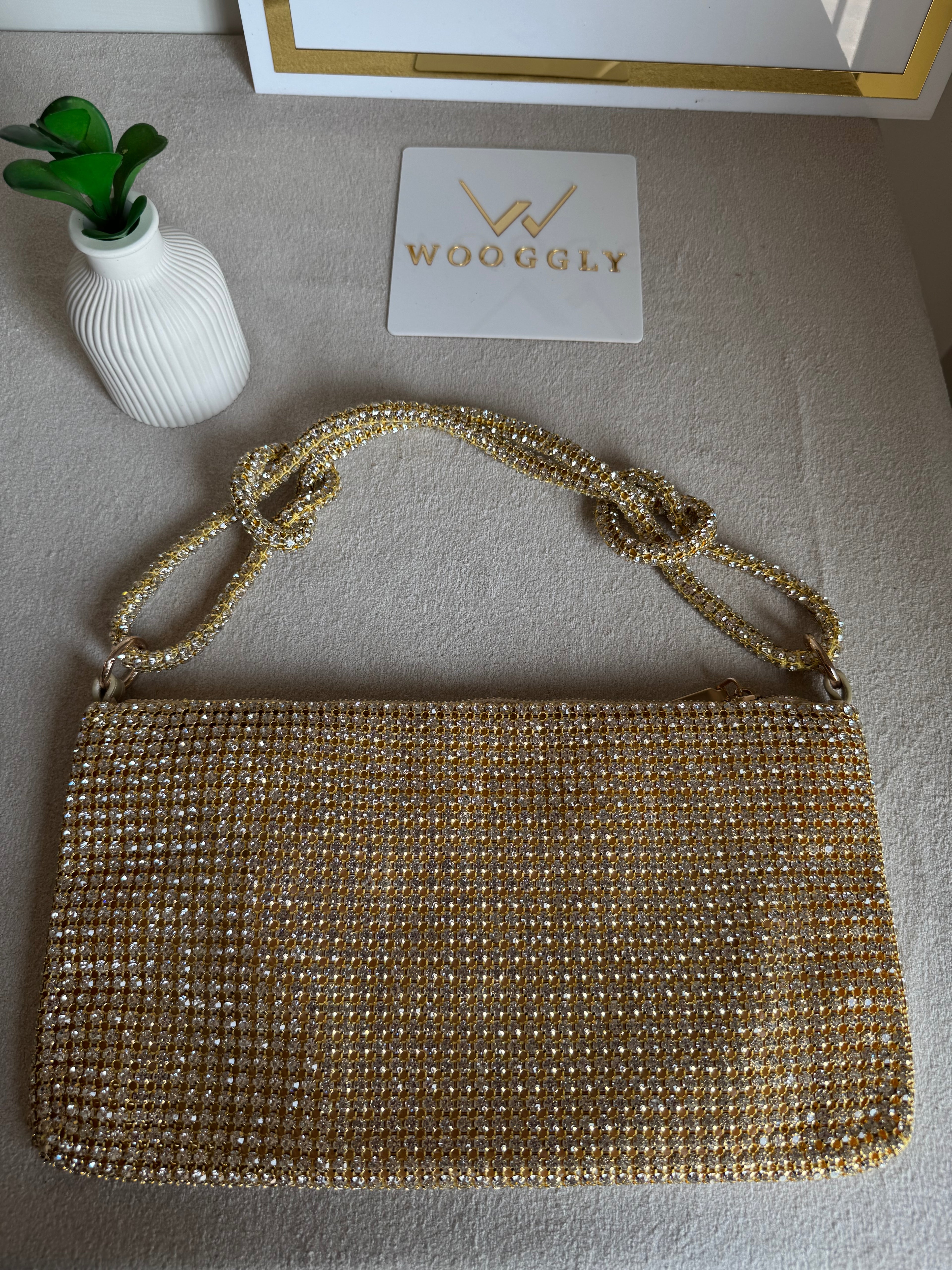 Dreamy Party Wear Rhinestone Bag - Butter Yellow