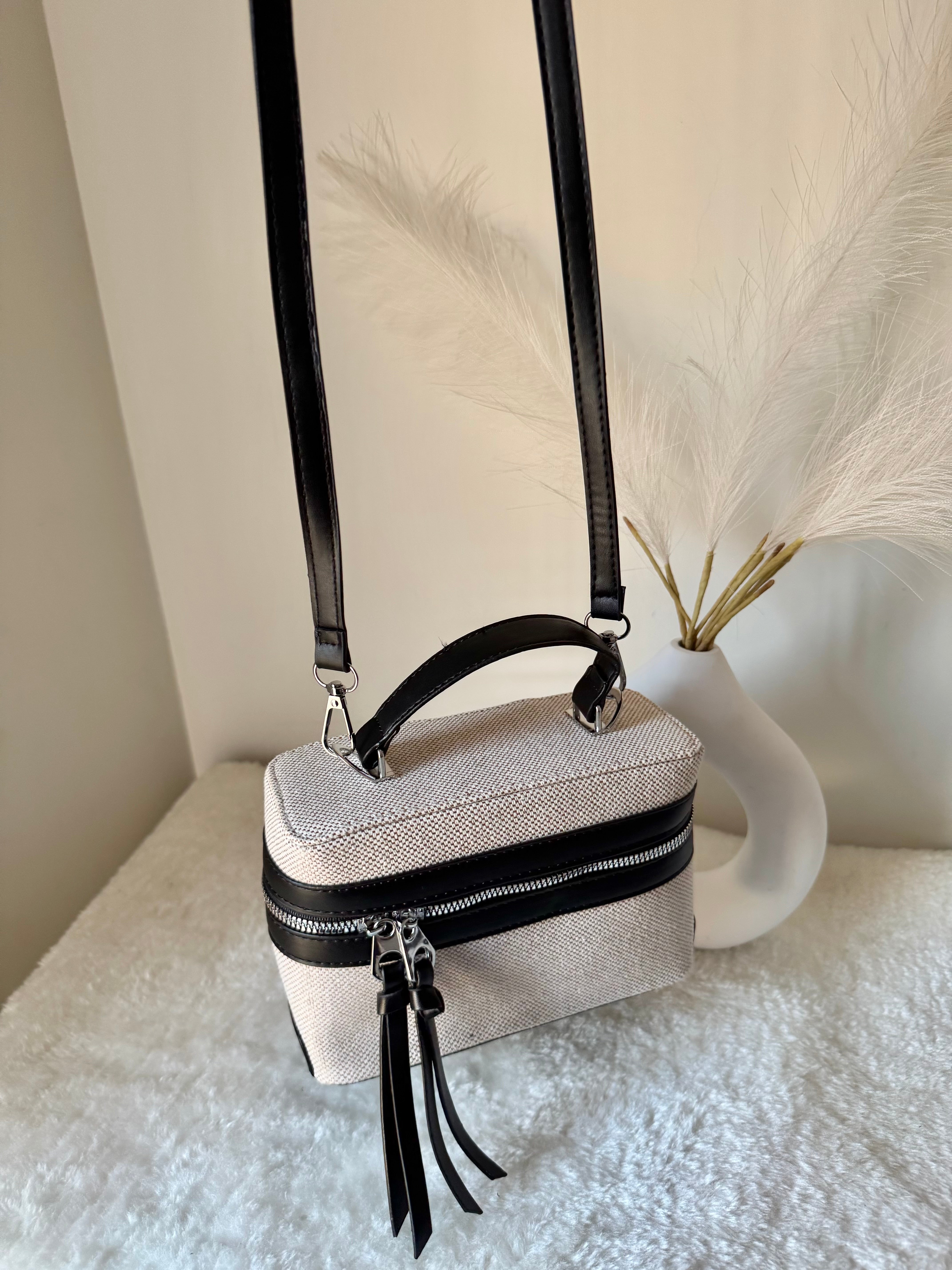 ZARA Inspired Box Bag - Black with Long Strap