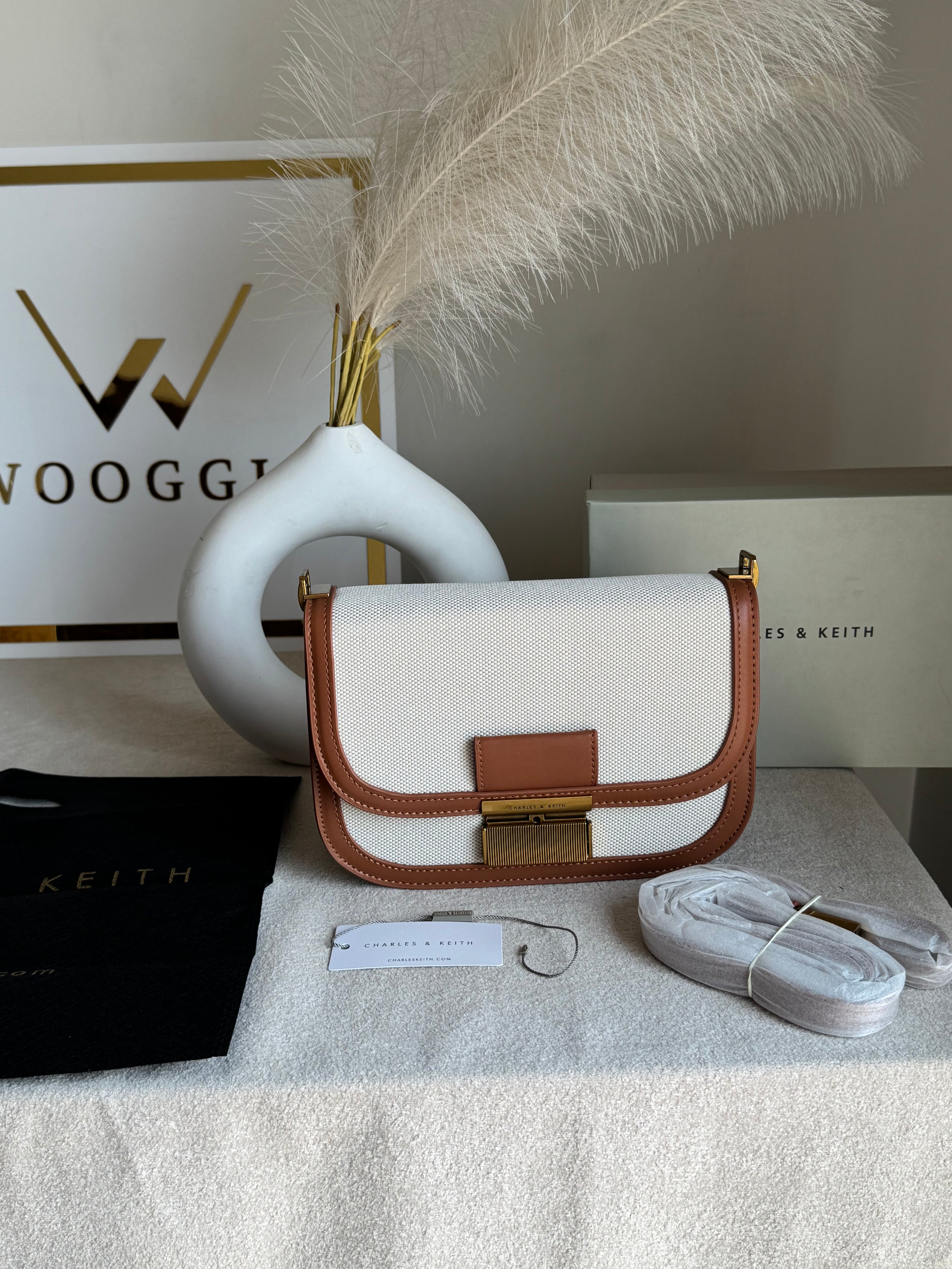 Premium C&K Coco Bag with PROPER PACKING Cream & Brown