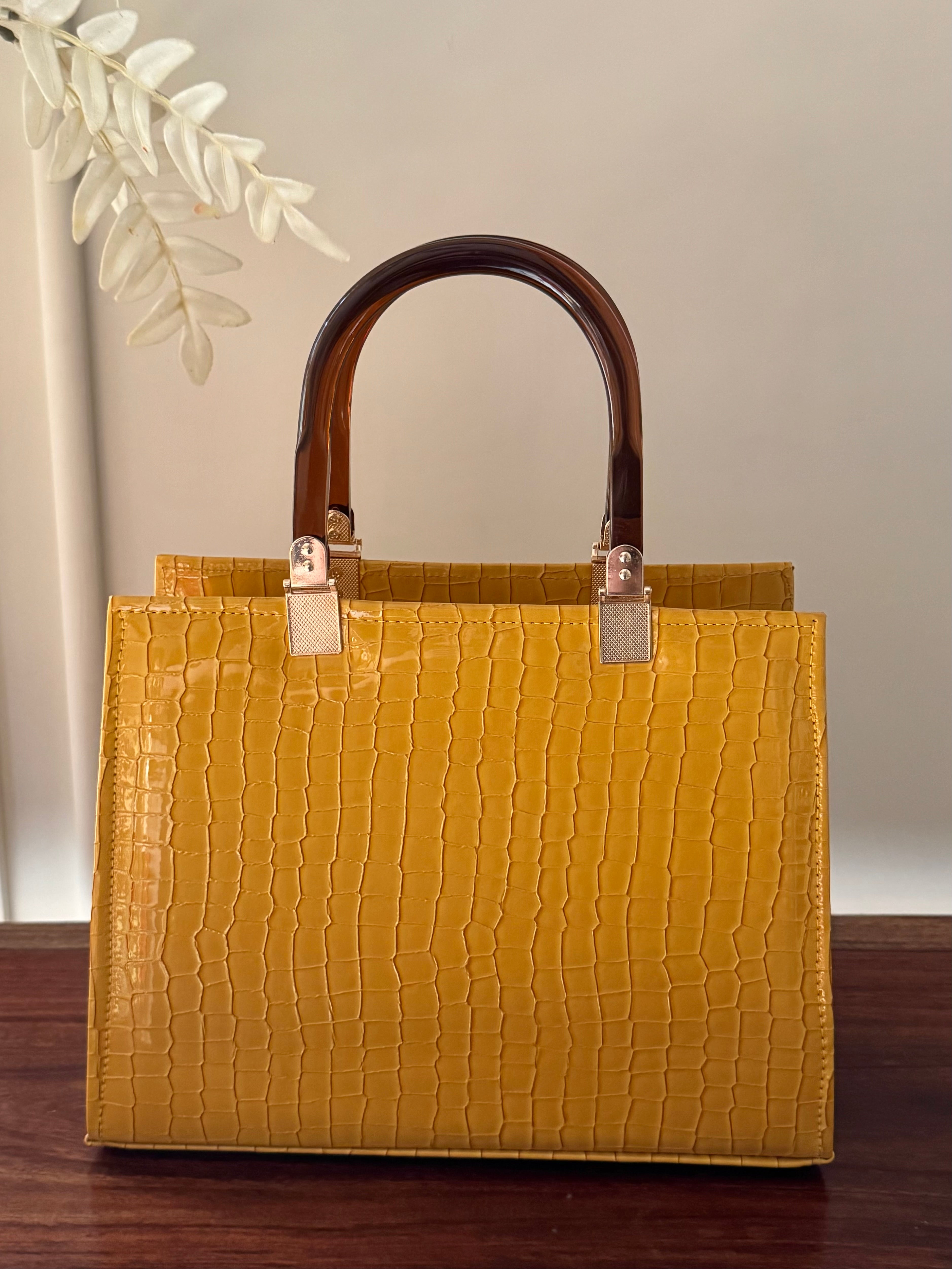 Dune Hand Bag with Long Strap - Mustard