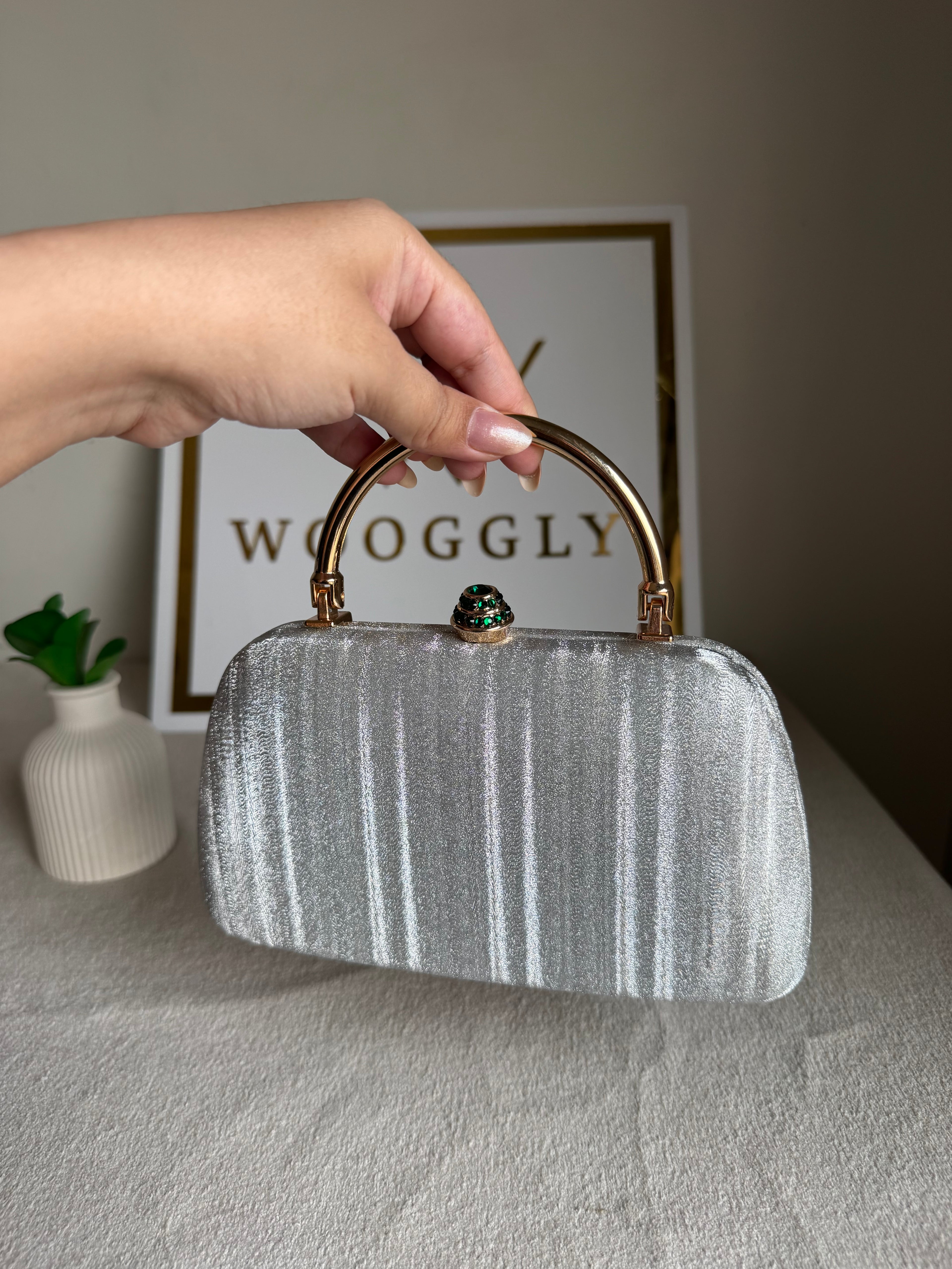 Satin Glow Clutch (Silver)