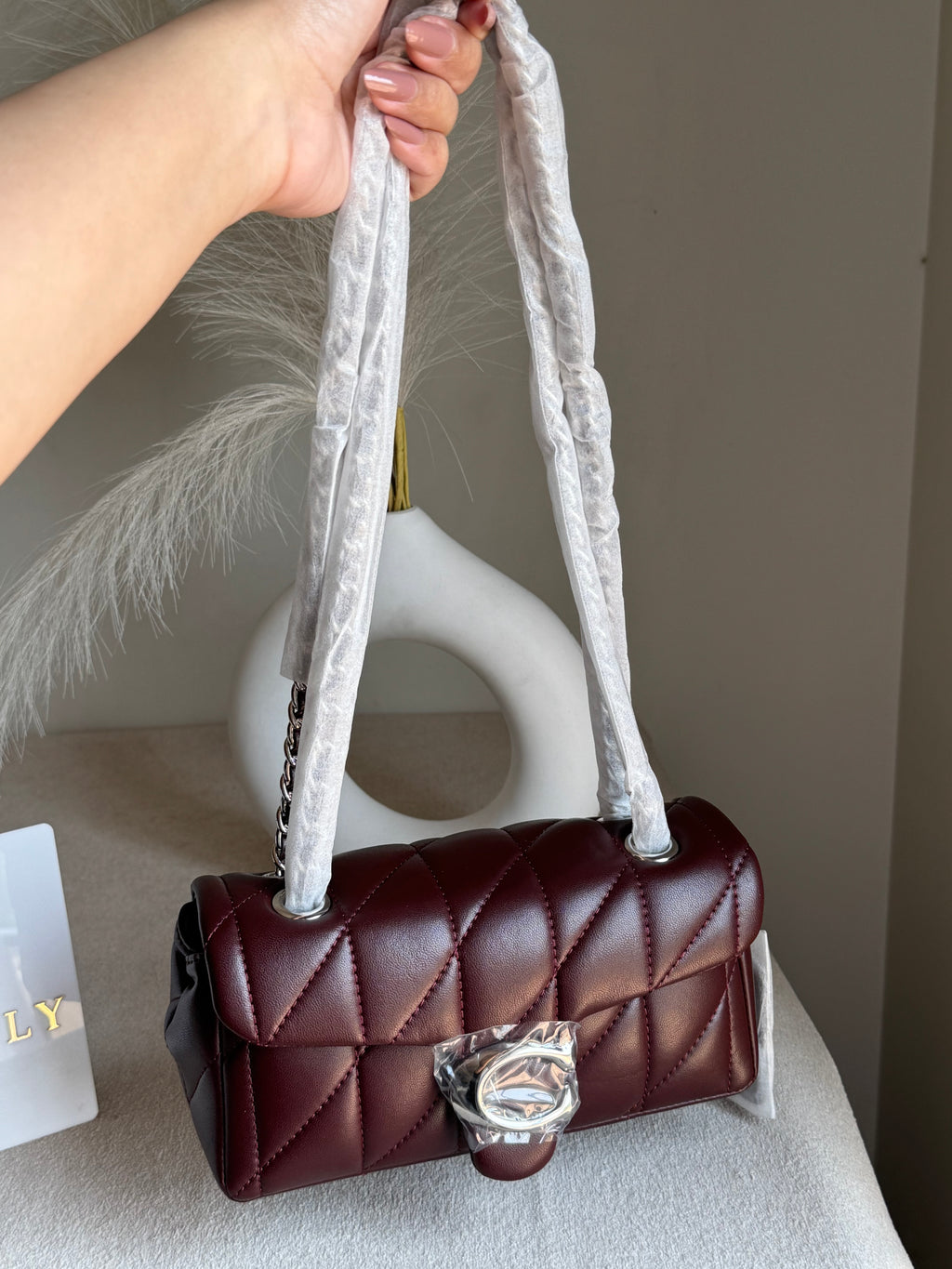 Mini Premium COACH Quilted Tabby (Burgandy) - BOX PACKING