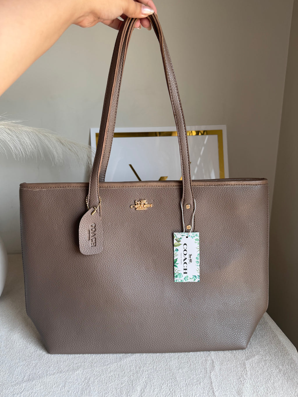 COACH City Tote Bag PREMIUM - Greyish Beige (BOX PACKING)