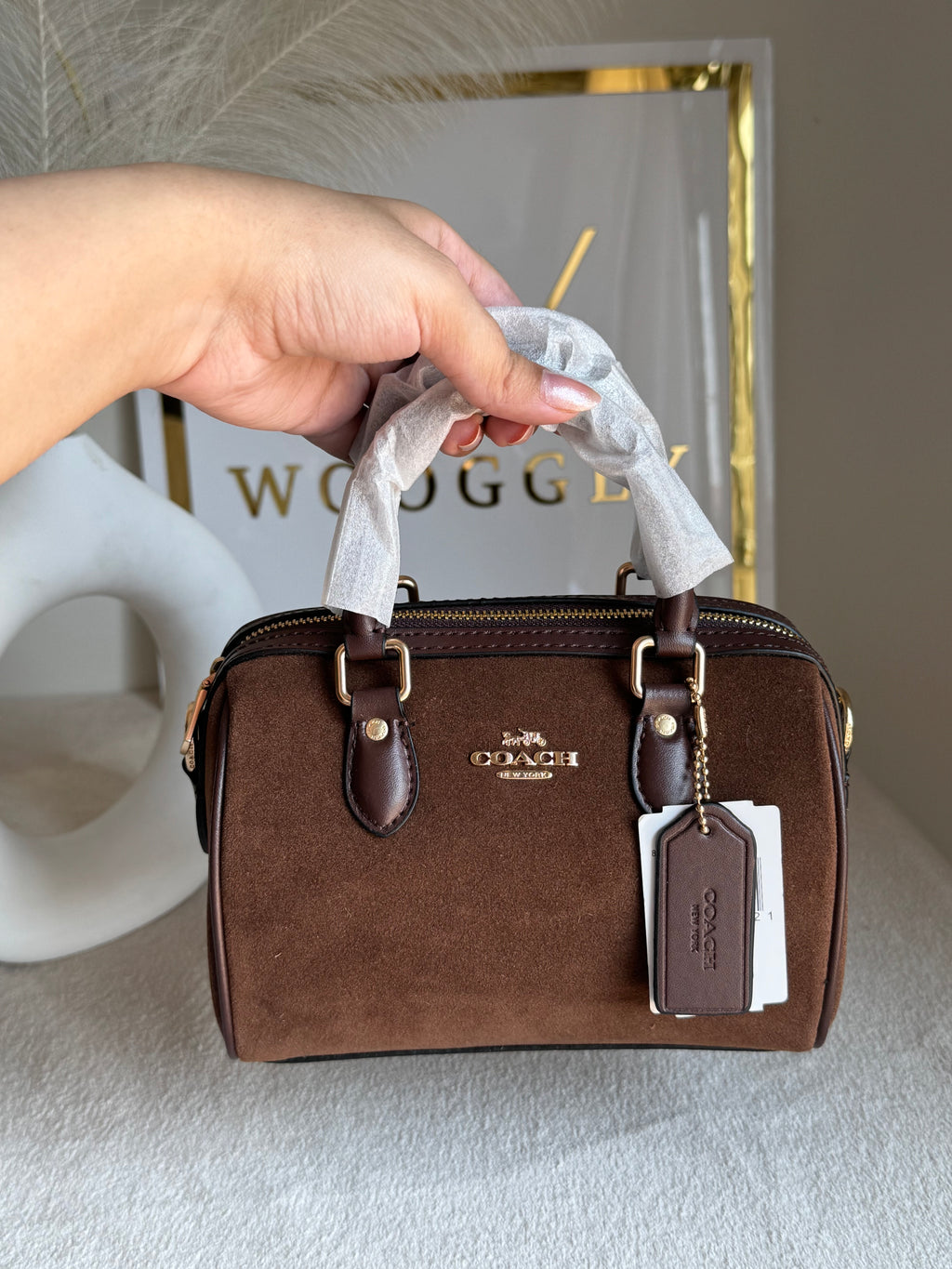 COACH Mini Duffle Bag PREMIUM with Long Strap (Chocolate Brown) - BOX PACKING