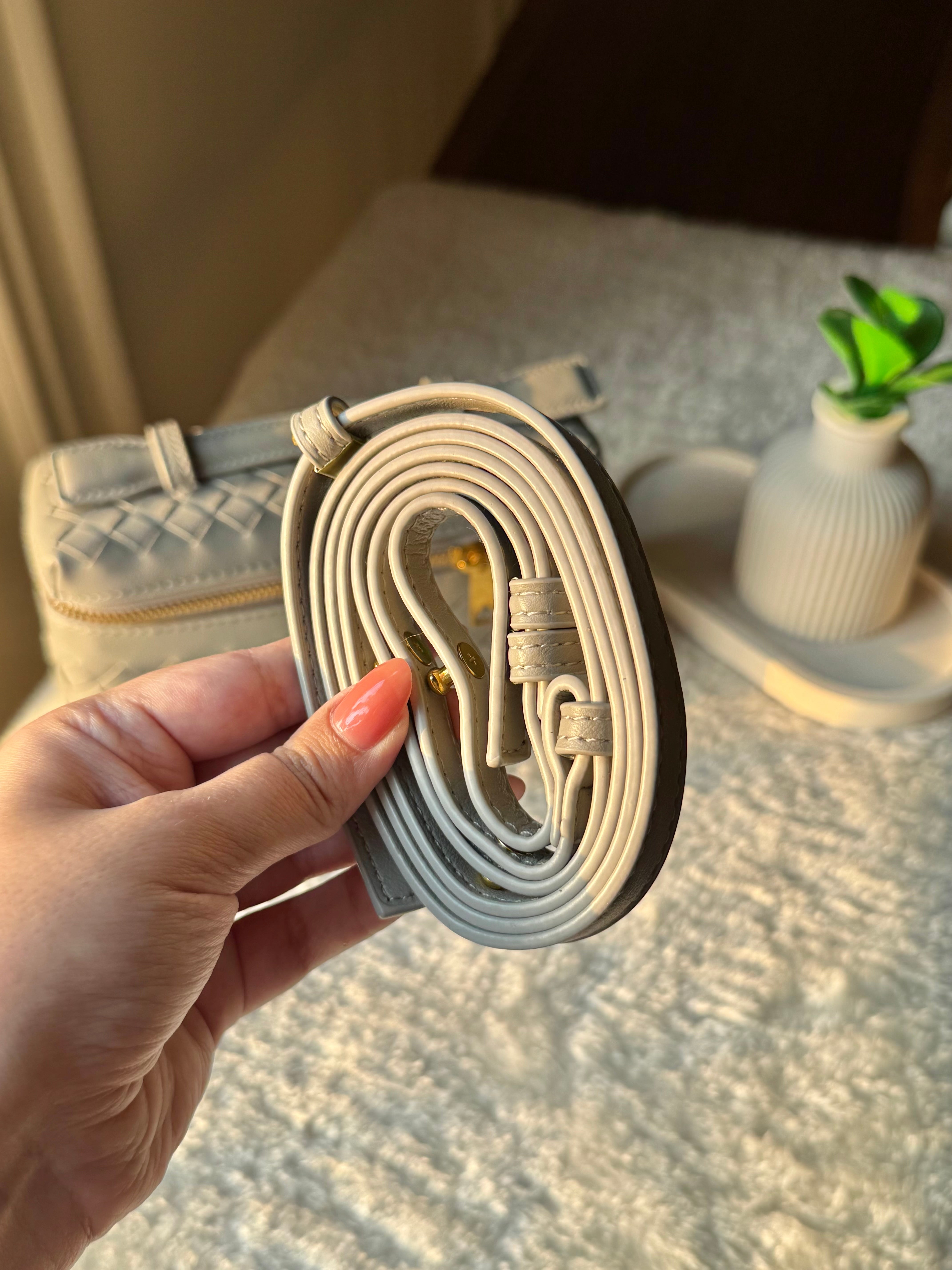 JW Pie Woven Bag with Long Strap (Light Grey)