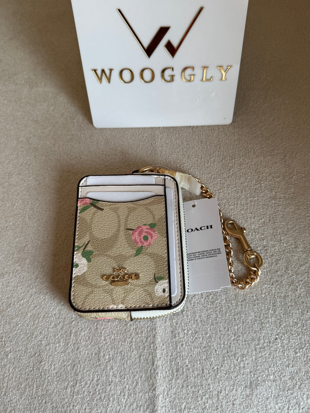Coach Zip Card Case - Floral Apricot White