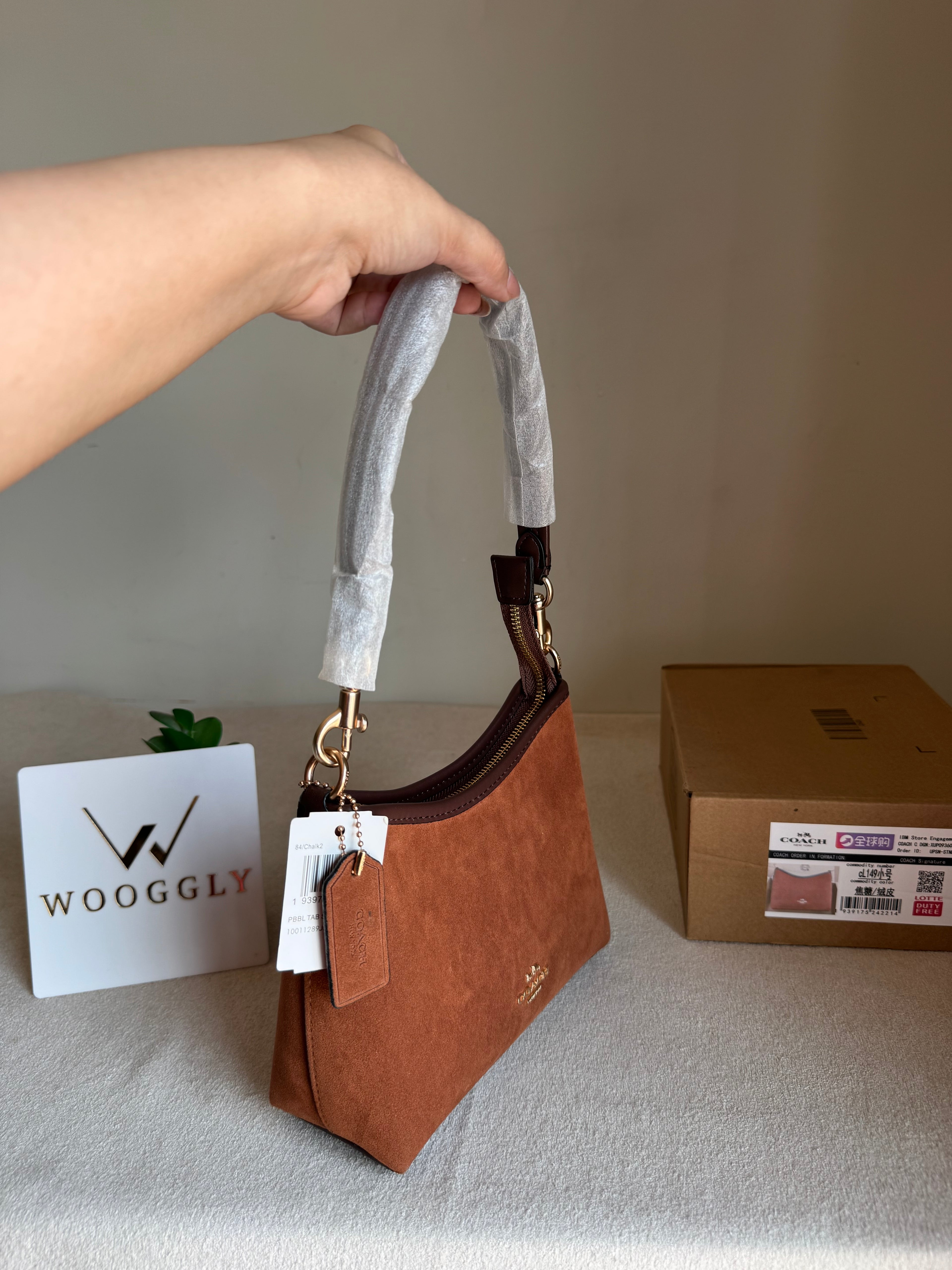 COACH PREMIUM Suede Shoulder Bag BROWN - BOX PACKING