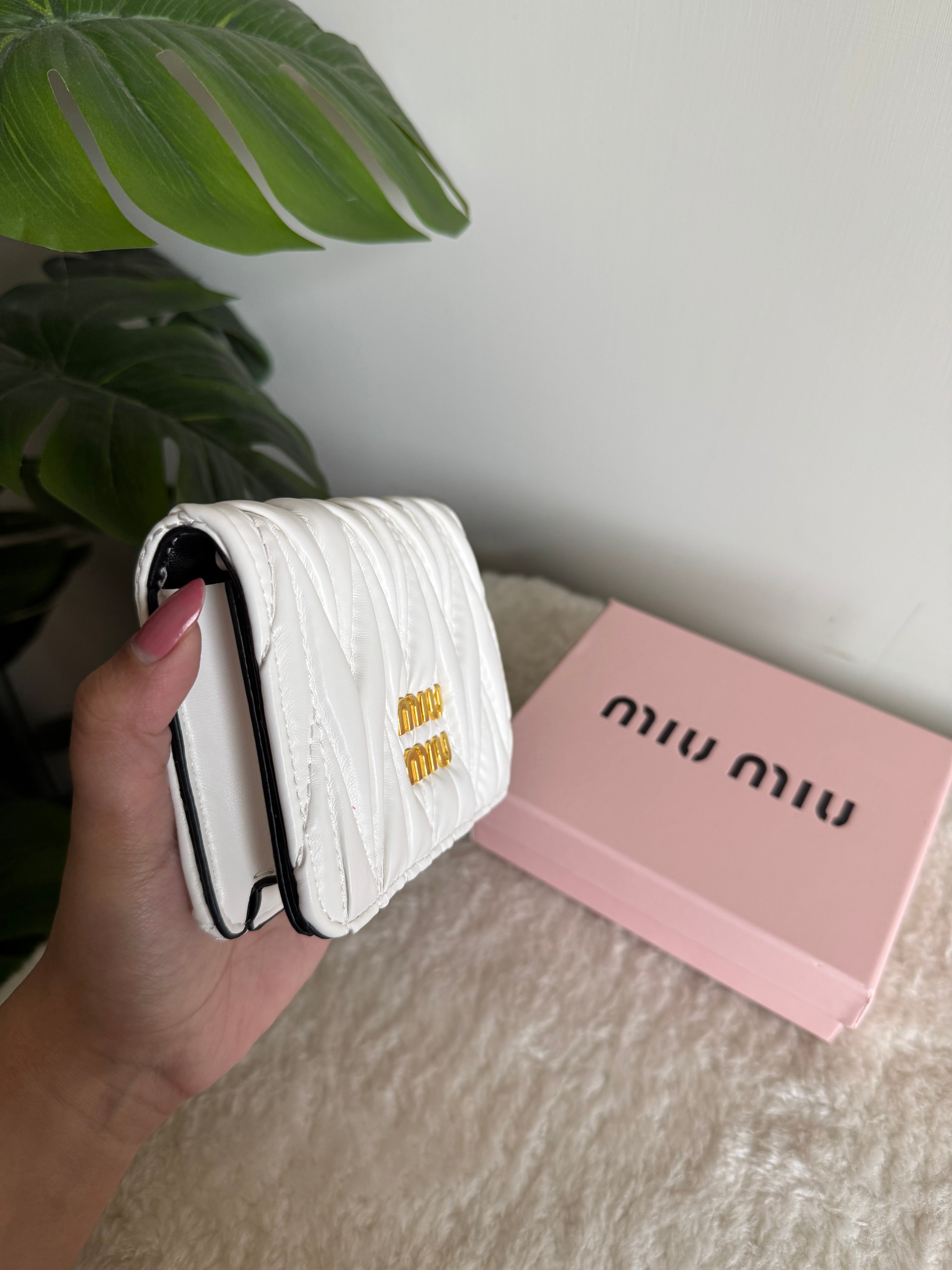 Miu Miu Wallet with Detachable Chain - White