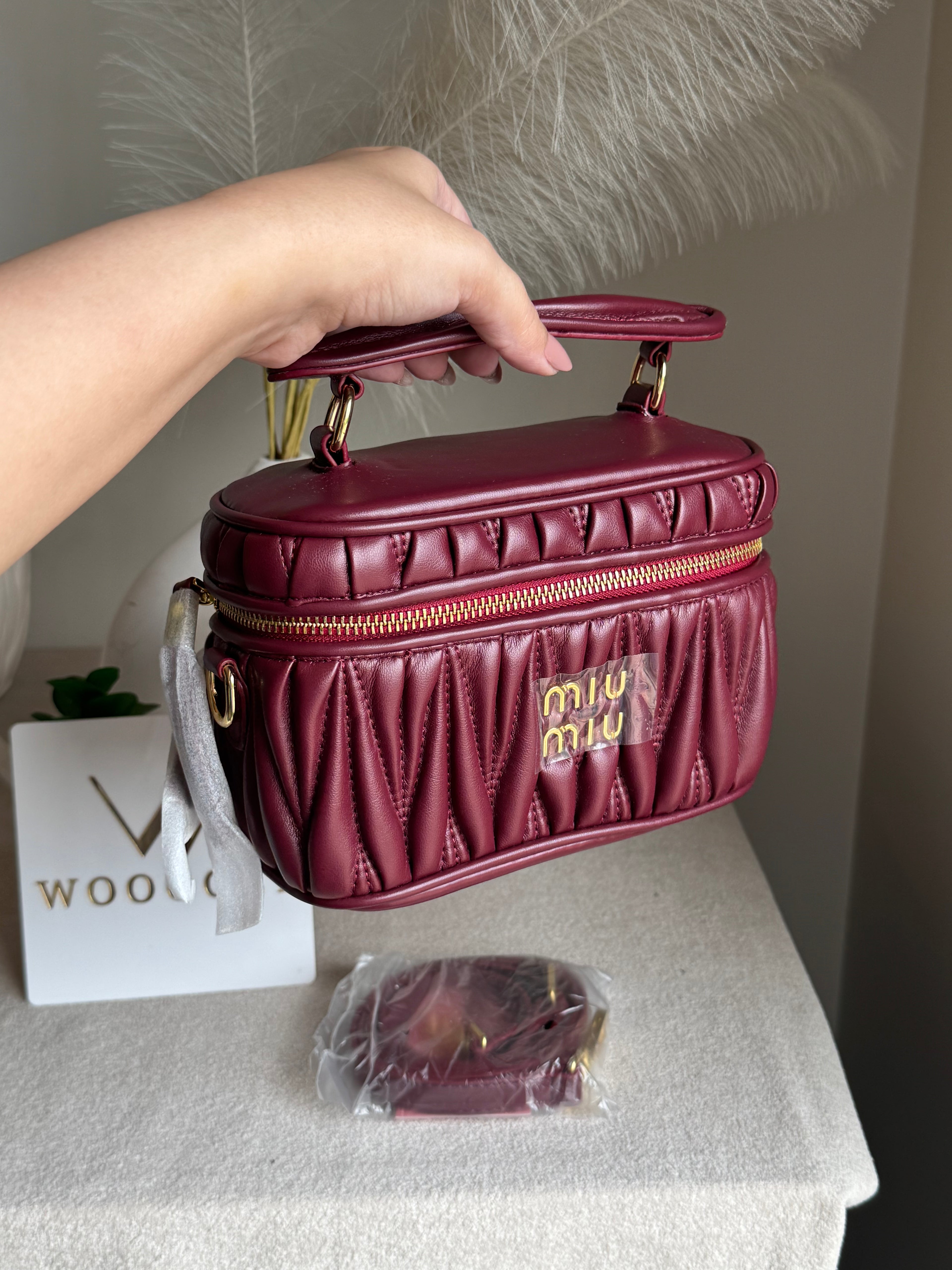 Miu Miu Quilted Crossbody Bag - Maroon