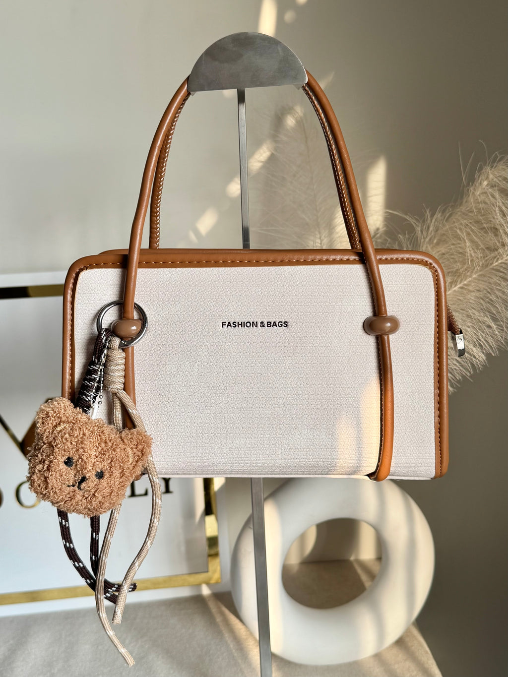 Coco White Teddy Bag with Teddy Bag Charm