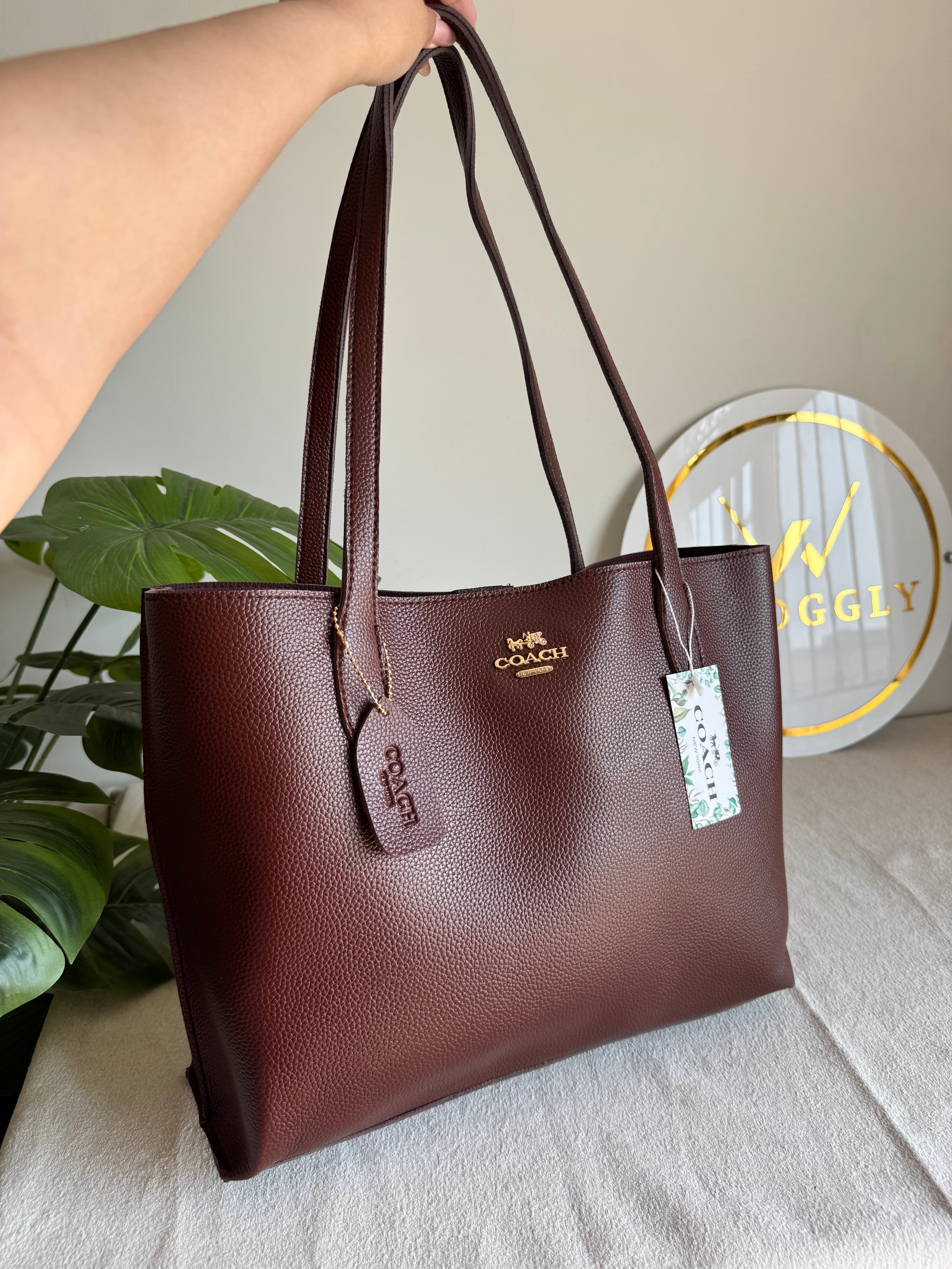 COACH Solid Tote Bag - Chocolate Brown