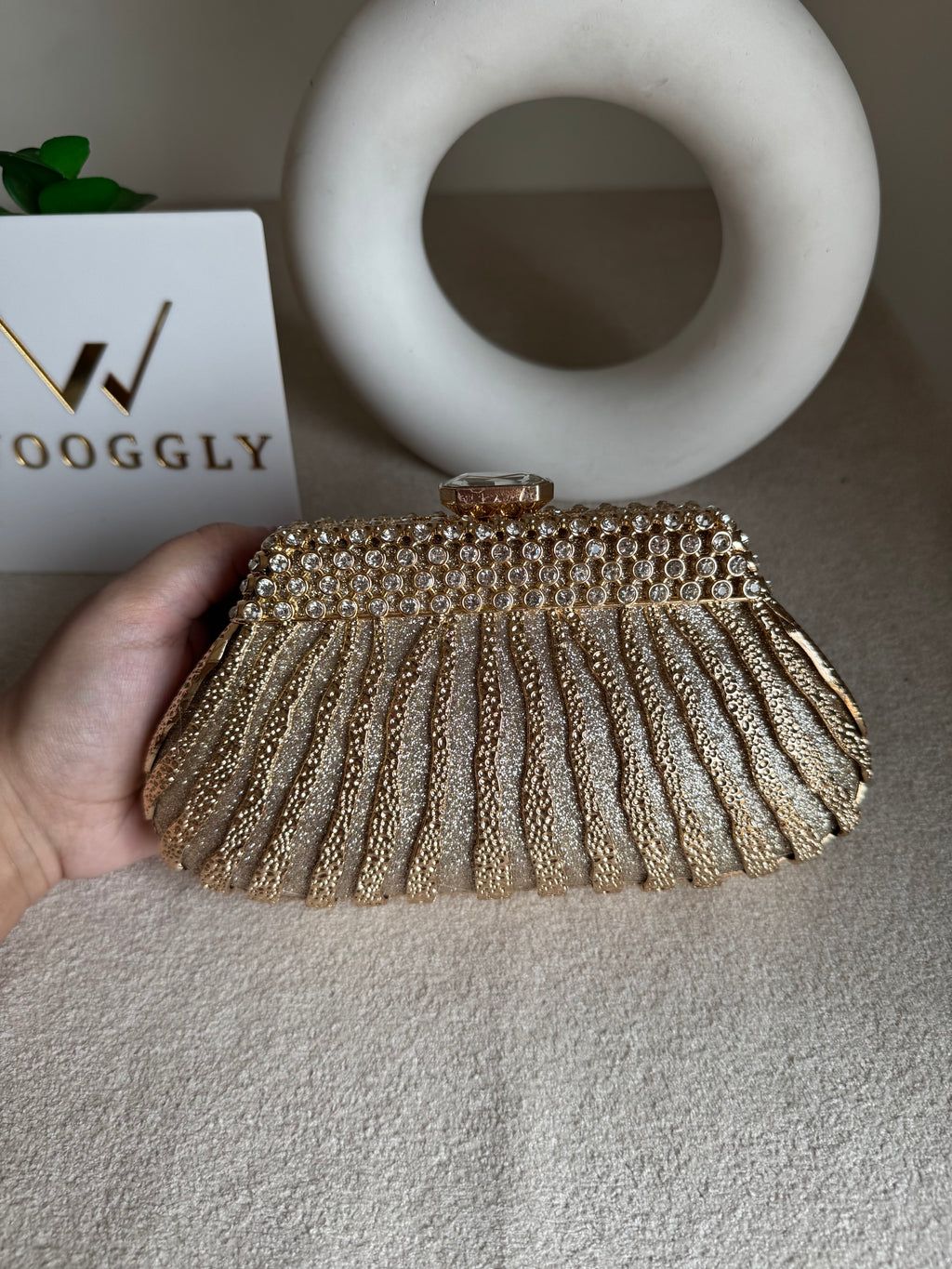 Roselle Clutch Champagne Metal