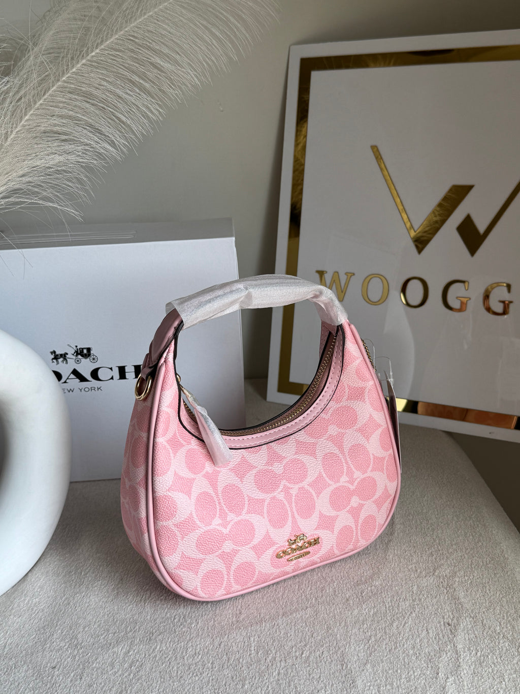 COACH Powder Pink Pretty Bag with Long Strap - BOX PACKING