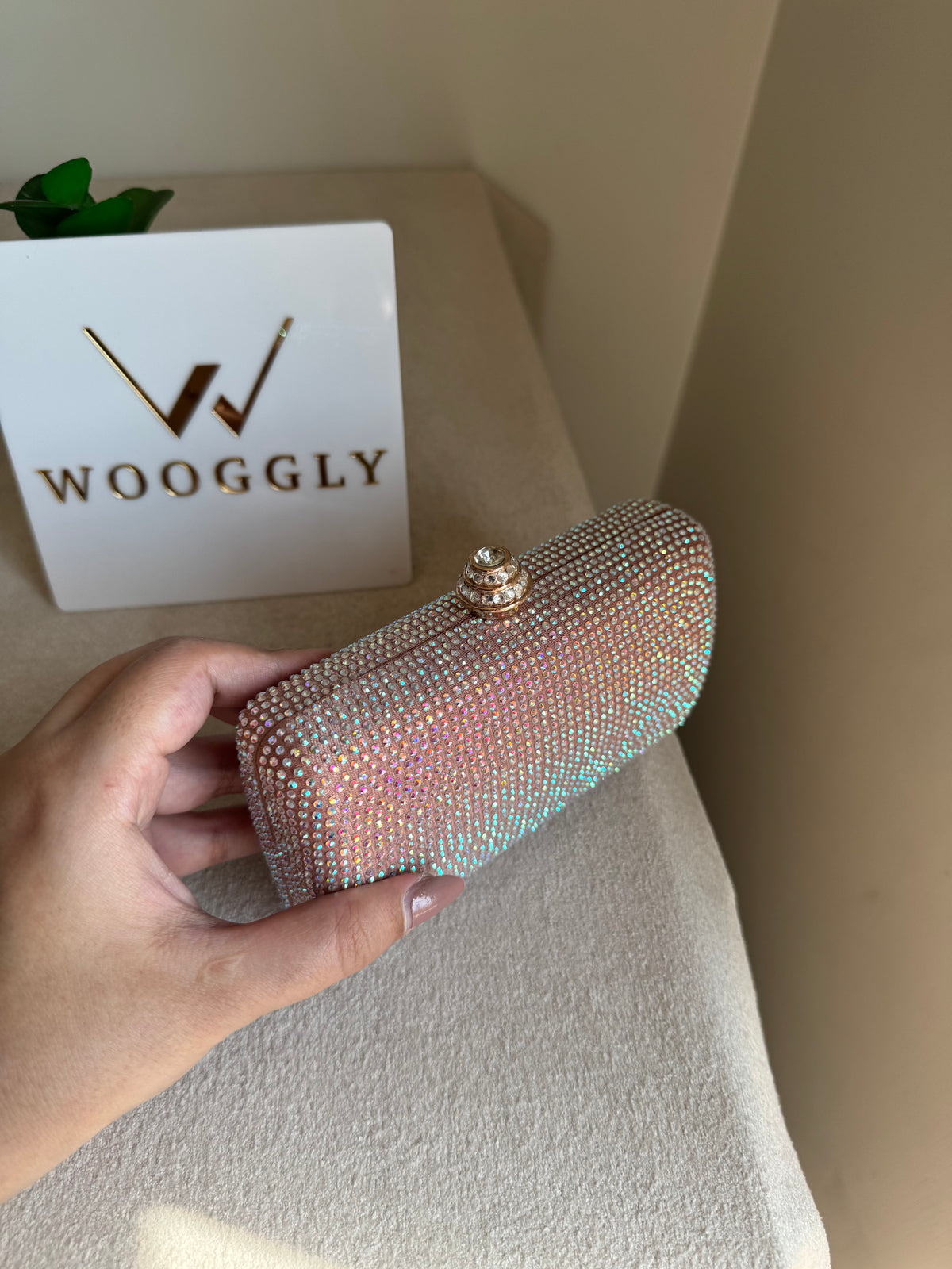 Dazzle Evening Clutch Rose Gold with Multi