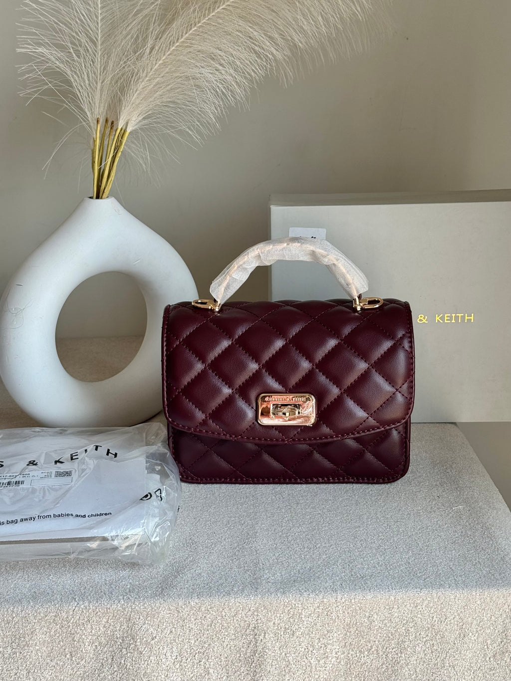 Premium C & K Elora Bag with PROPER PACKING Burgundy