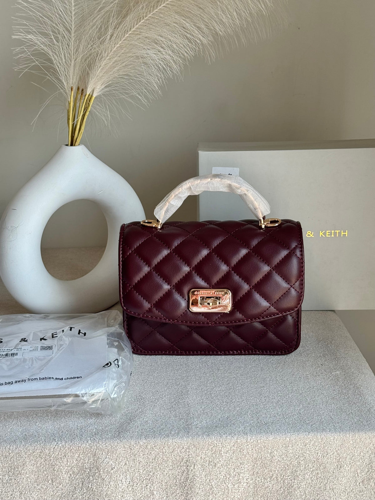 Premium C & K Elora Bag with PROPER PACKING Burgundy