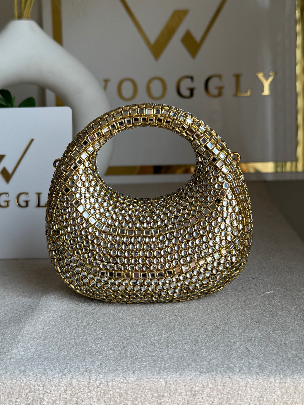 Viral Kundan Clutch with Chain - Design 2