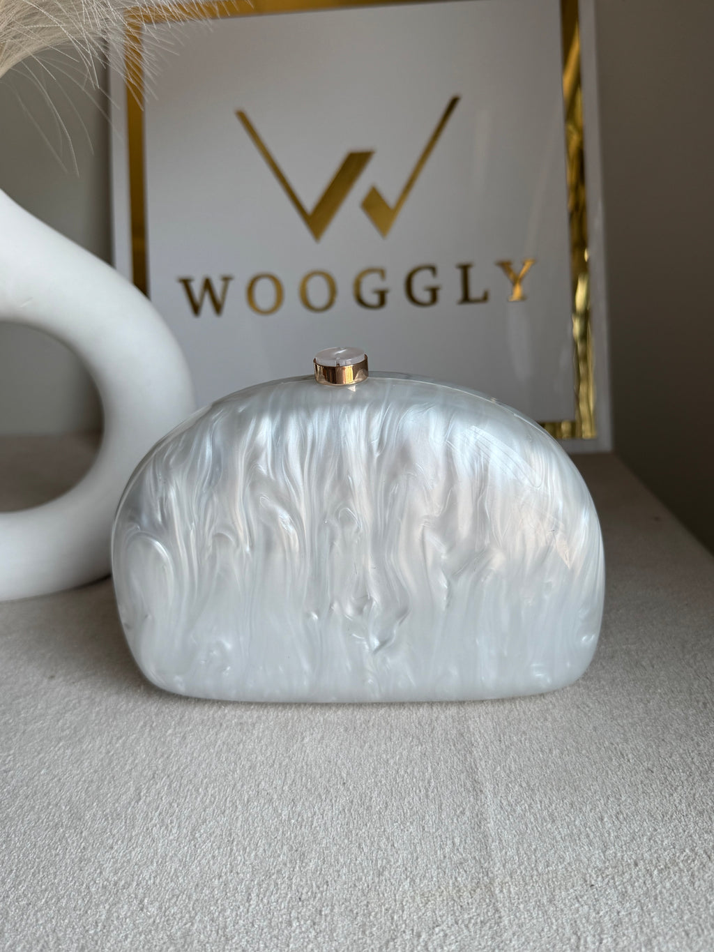 Marble Acrylic Clutch - Pearly