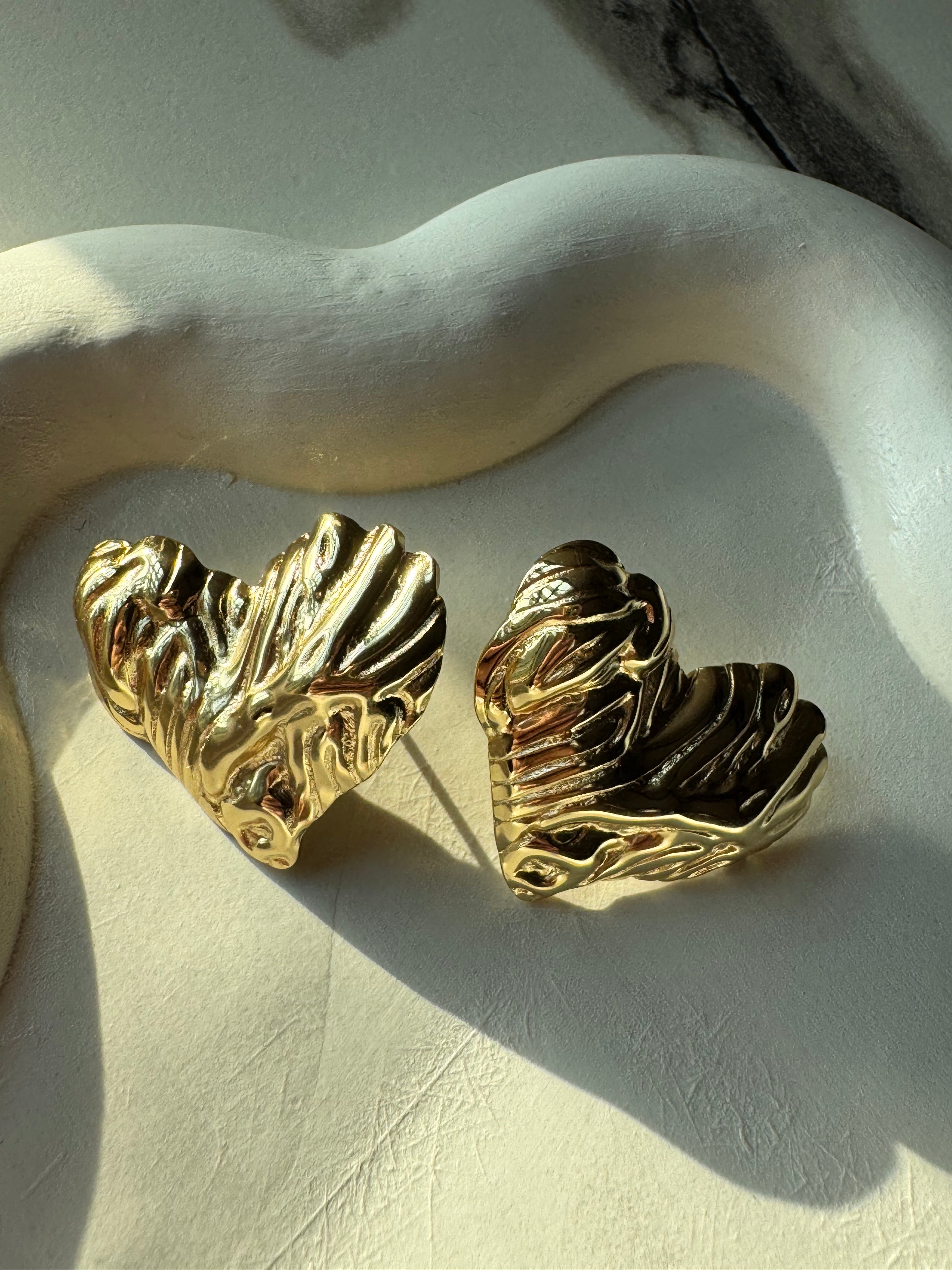 Cute Heart Earrings - 18K Gold Plated