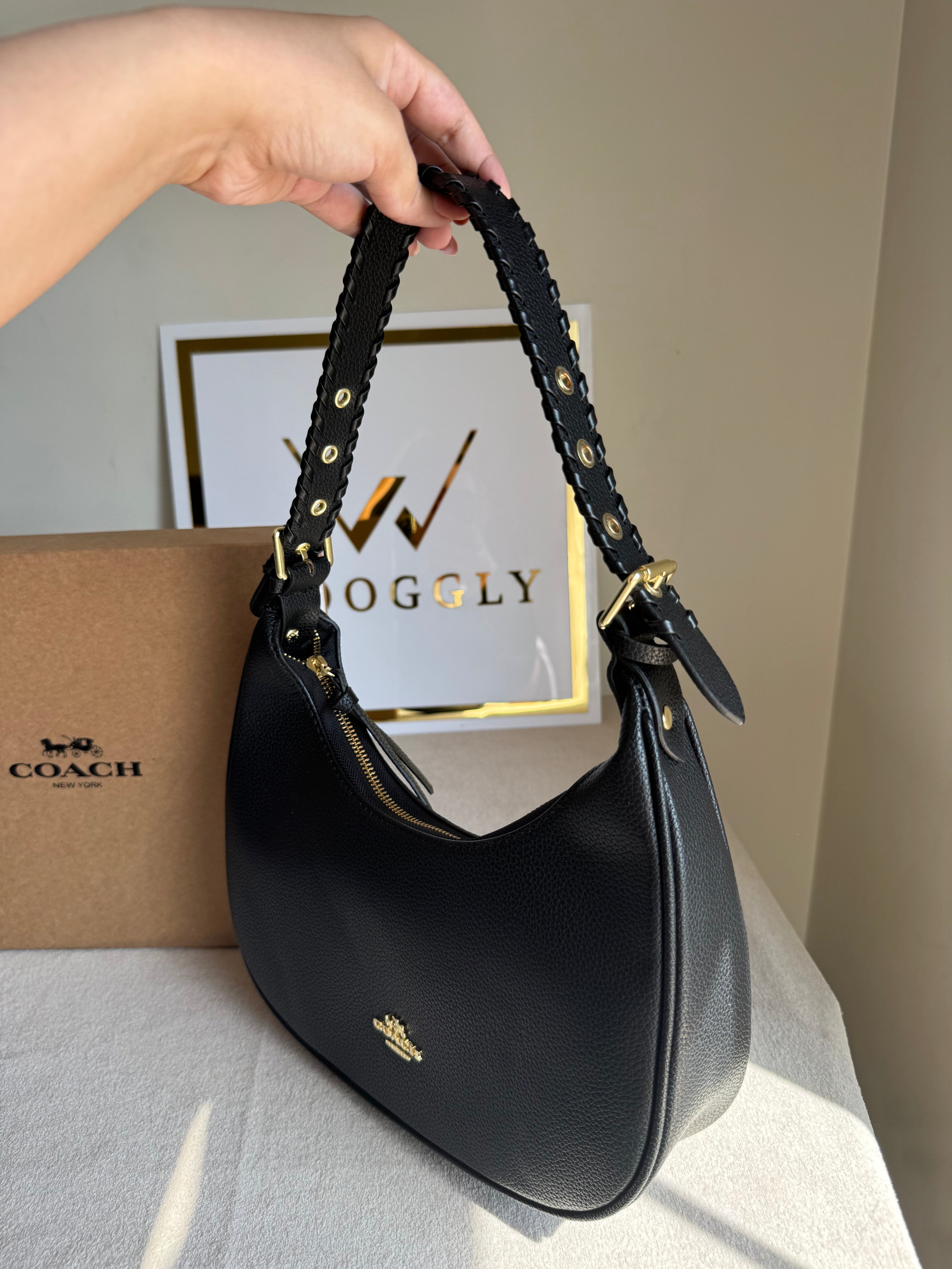 Coach Hobo Bag - Black  (BOX PACKING)