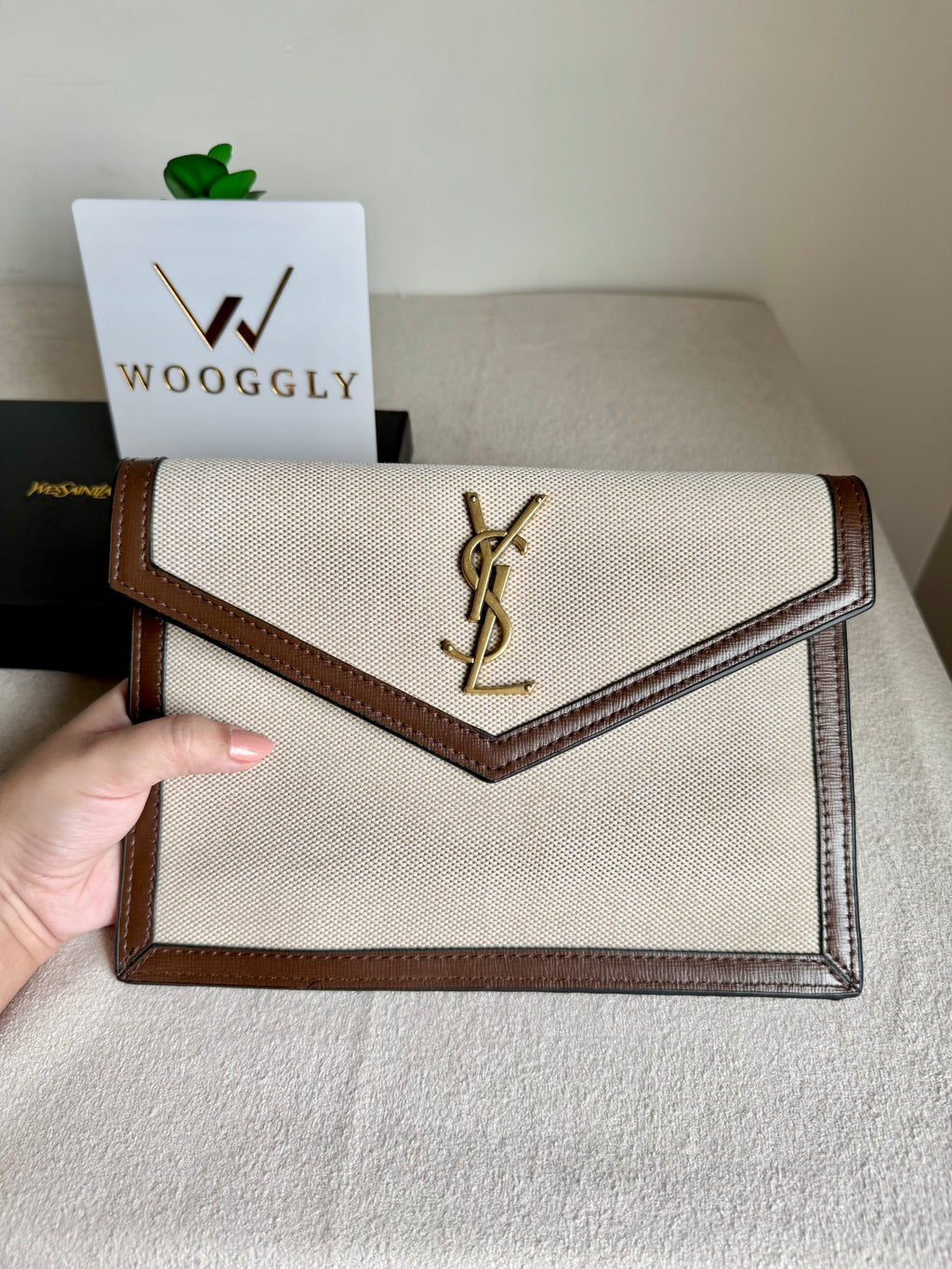 Premium Quality YSL Pouch with Box Packing - Statement Brown