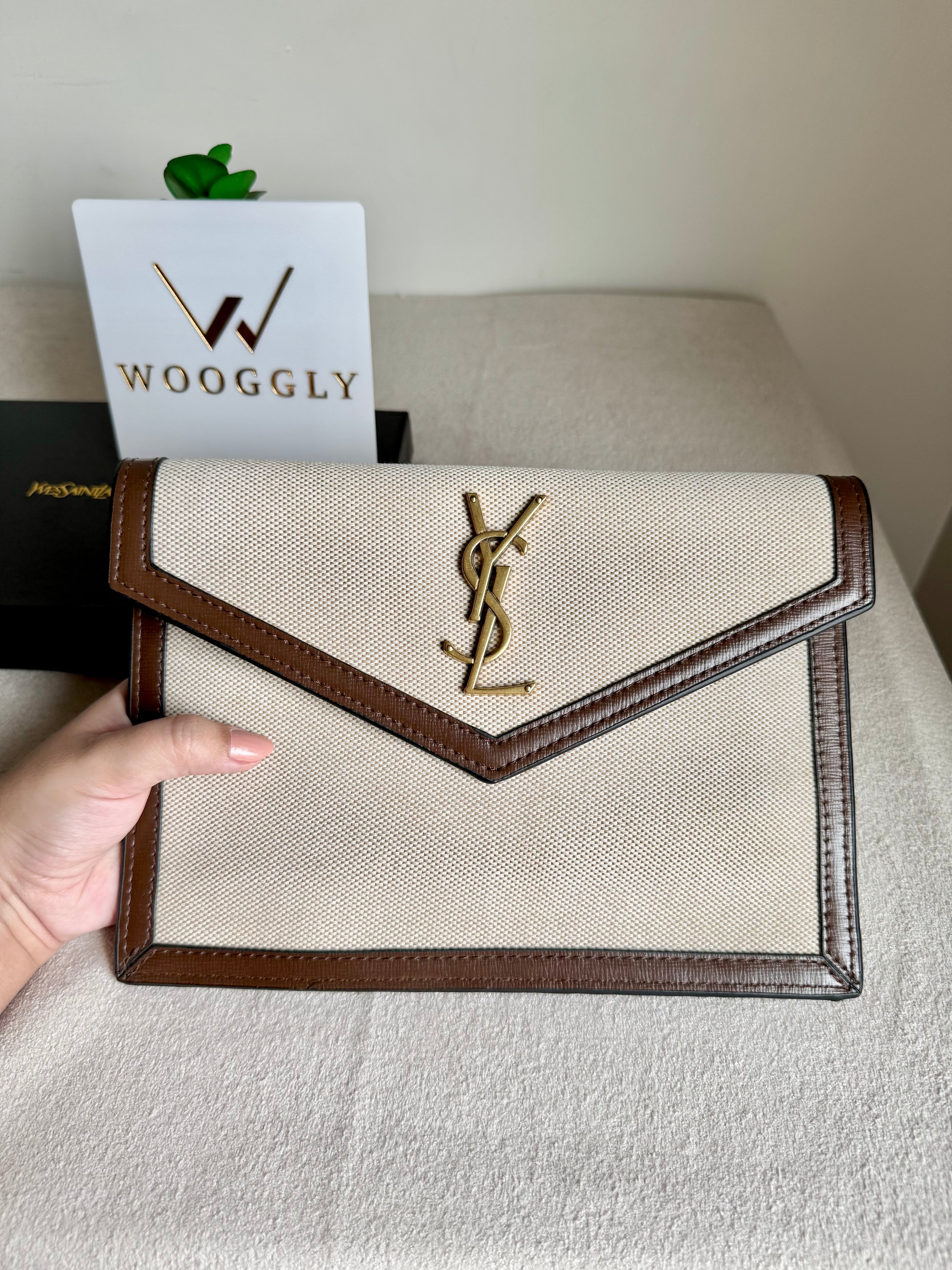 Premium Quality YSL Pouch with Box Packing - Statement Brown