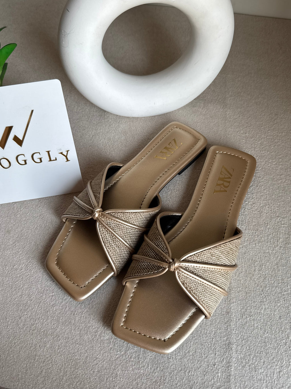 Zara Knot Slides Fawn