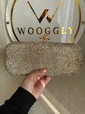 Bottega Shimmer Clutch - Rose Gold with Chain