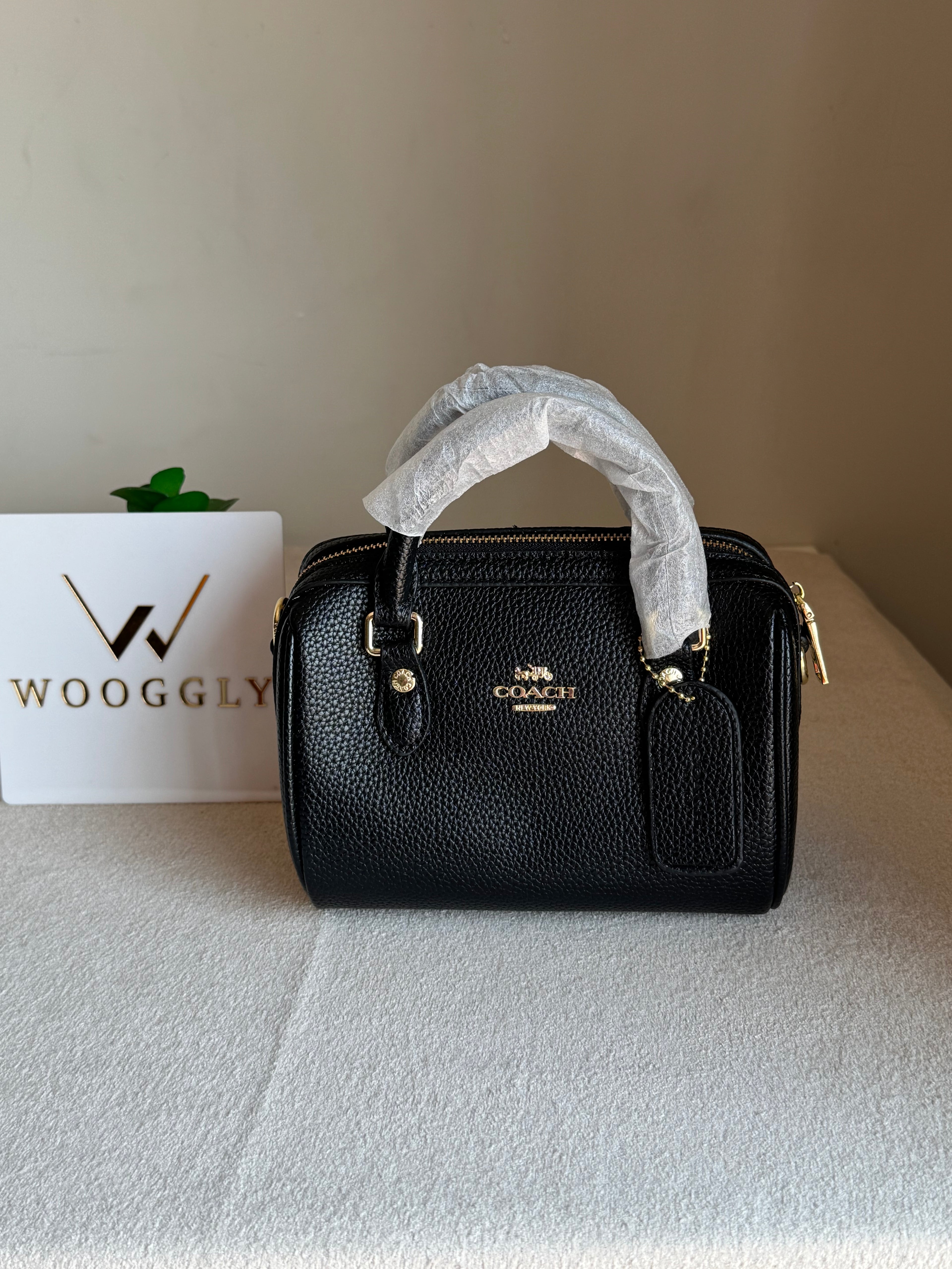 COACH Mini Duffle Bag PREMIUM with Long Strap BLACK - BOX PACKING