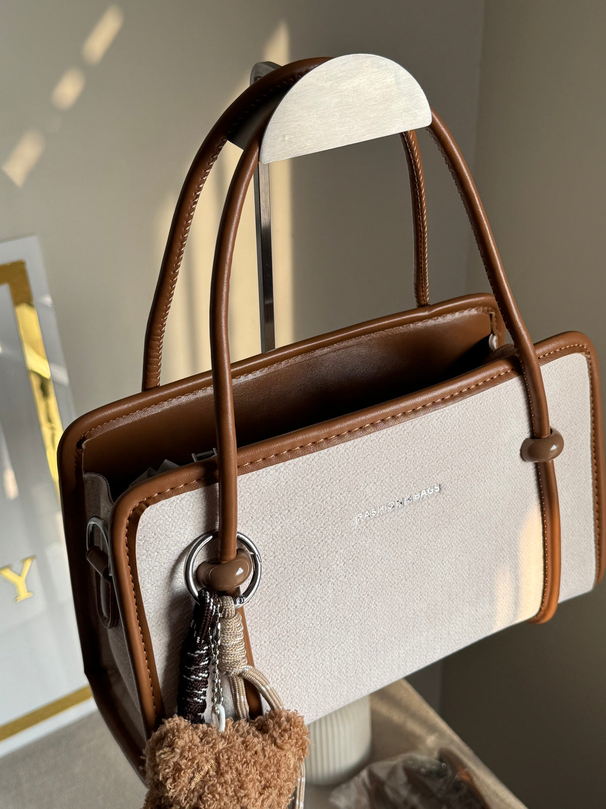 Coco White Teddy Bag with Teddy Bag Charm