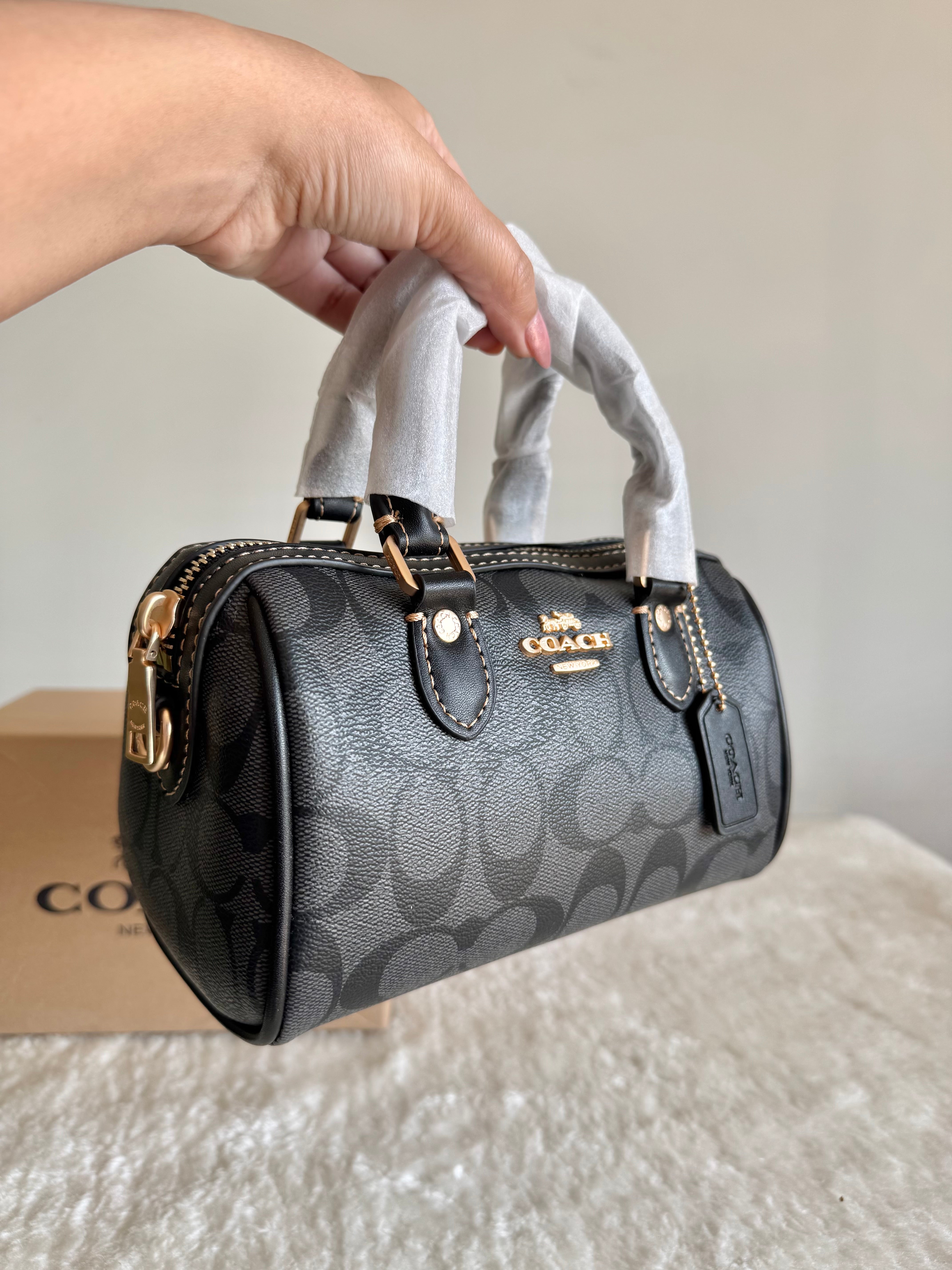COACH Mini Duffle Bag PREMIUM with Long Strap (Black) - BOX PACKING