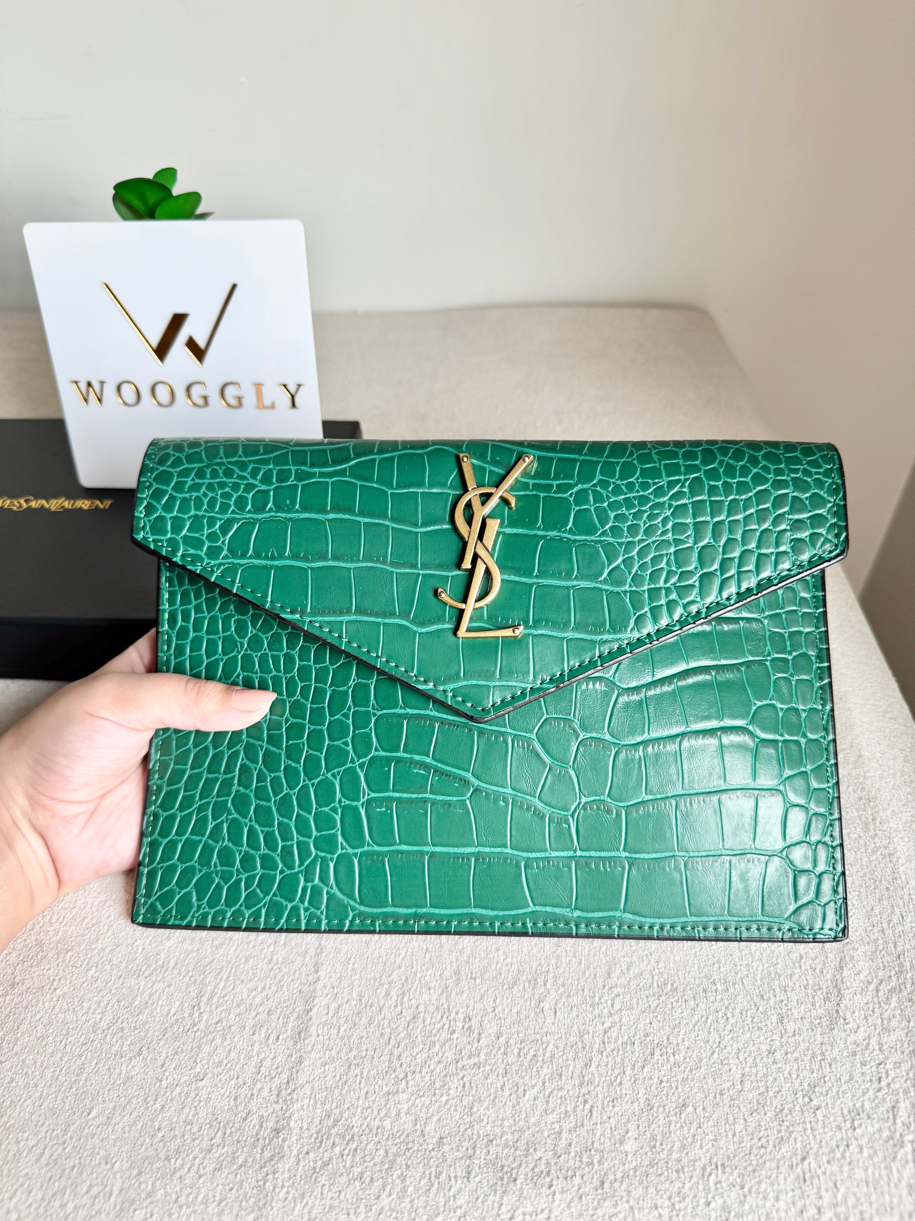 Premium Quality YSL Pouch with Box Packing - Green