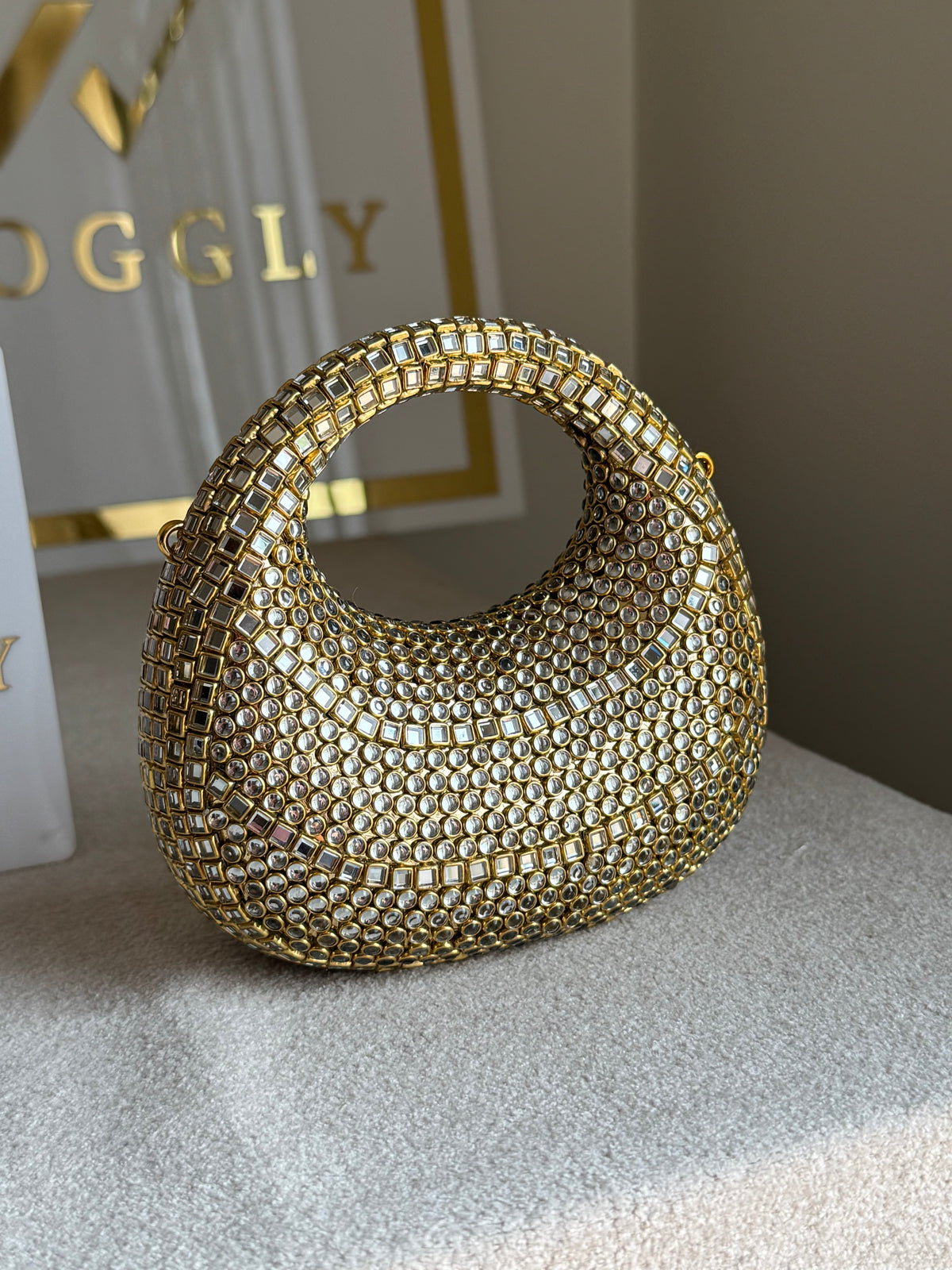 Viral Kundan Clutch with Chain - Design 2