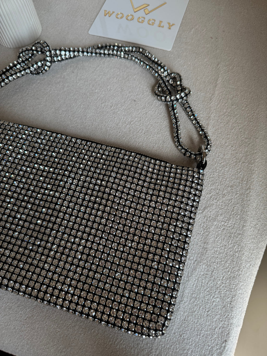 Dreamy Party Wear Rhinestone Bag - Black & Silver