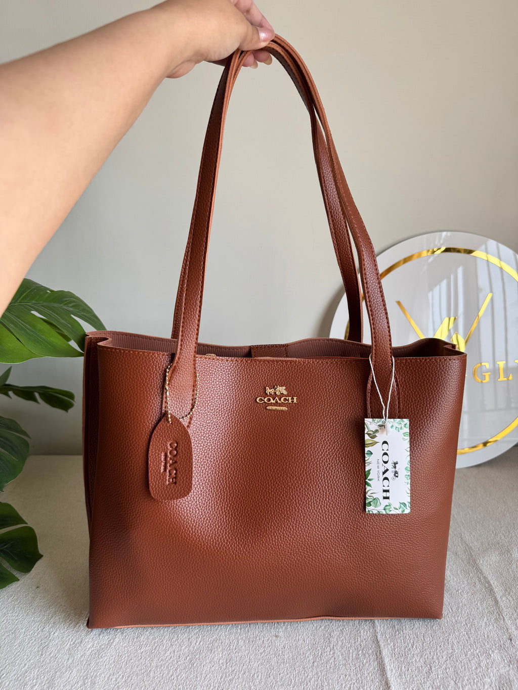 COACH Solid Tote Bag - Fall Brown
