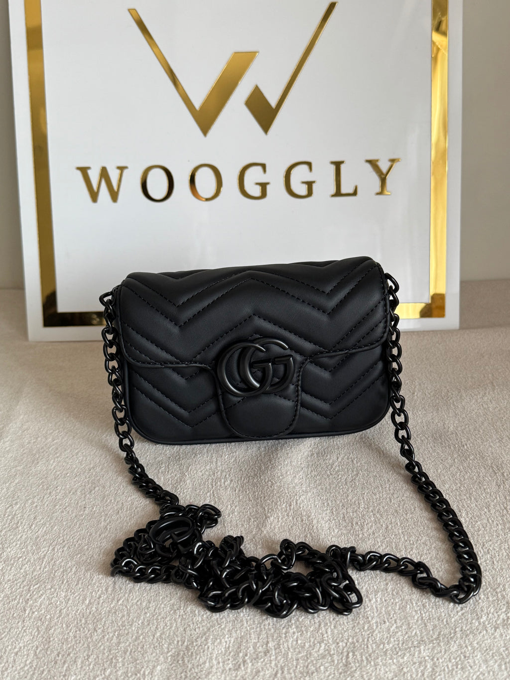 Gucci Signature Bag SMALL - Black on Black with Box Packing